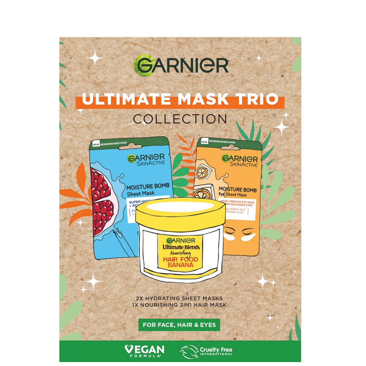 Garnier Ultimate Mask Trio para el rostro, el cabello y los ojos