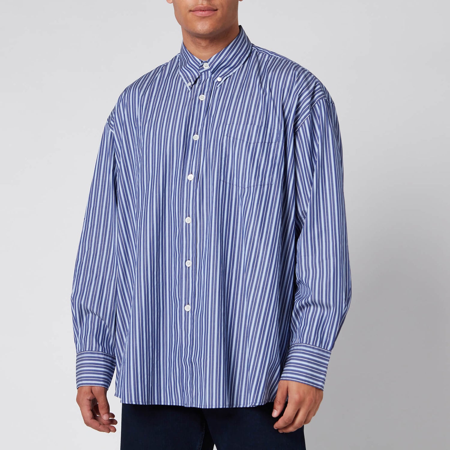 Our Legacy Men's Borrowed Bd Multiple Stripe Shirt - Blue