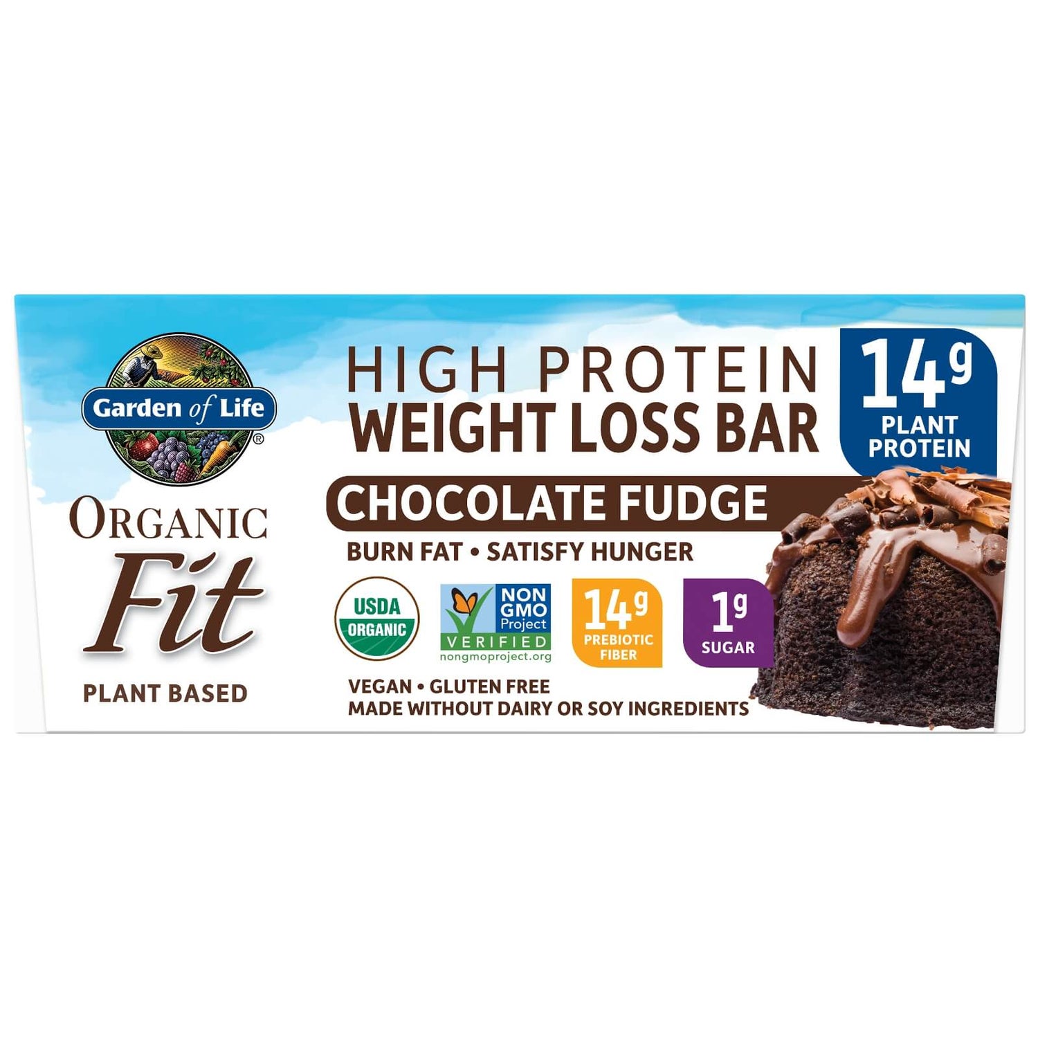 Garden of Life Organic Fit Plant-Based Bar - Chocolate Fudge - 12 Bars