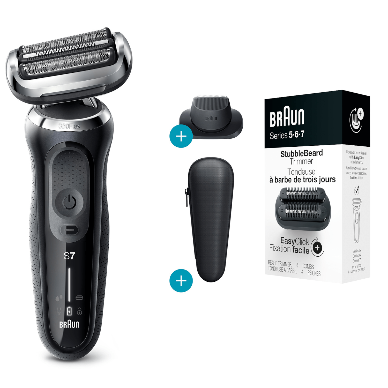 Braun Series 7 Electric Shaver with Precision Trimmer and StubbleBeard Trimmer Bundle