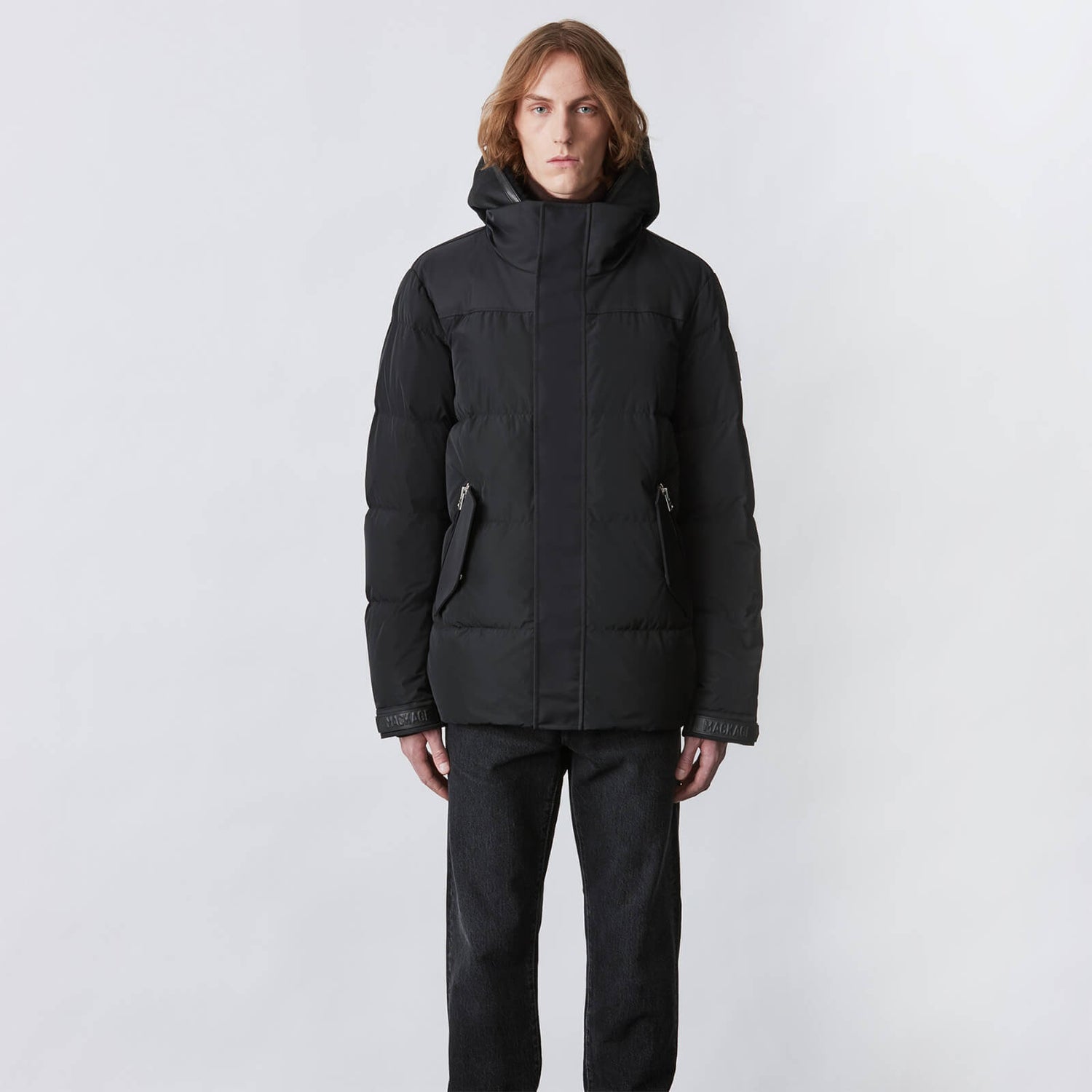Mackage Men's Riley Down Jacket With Removable Shearling Bib - Black - US 38/S
