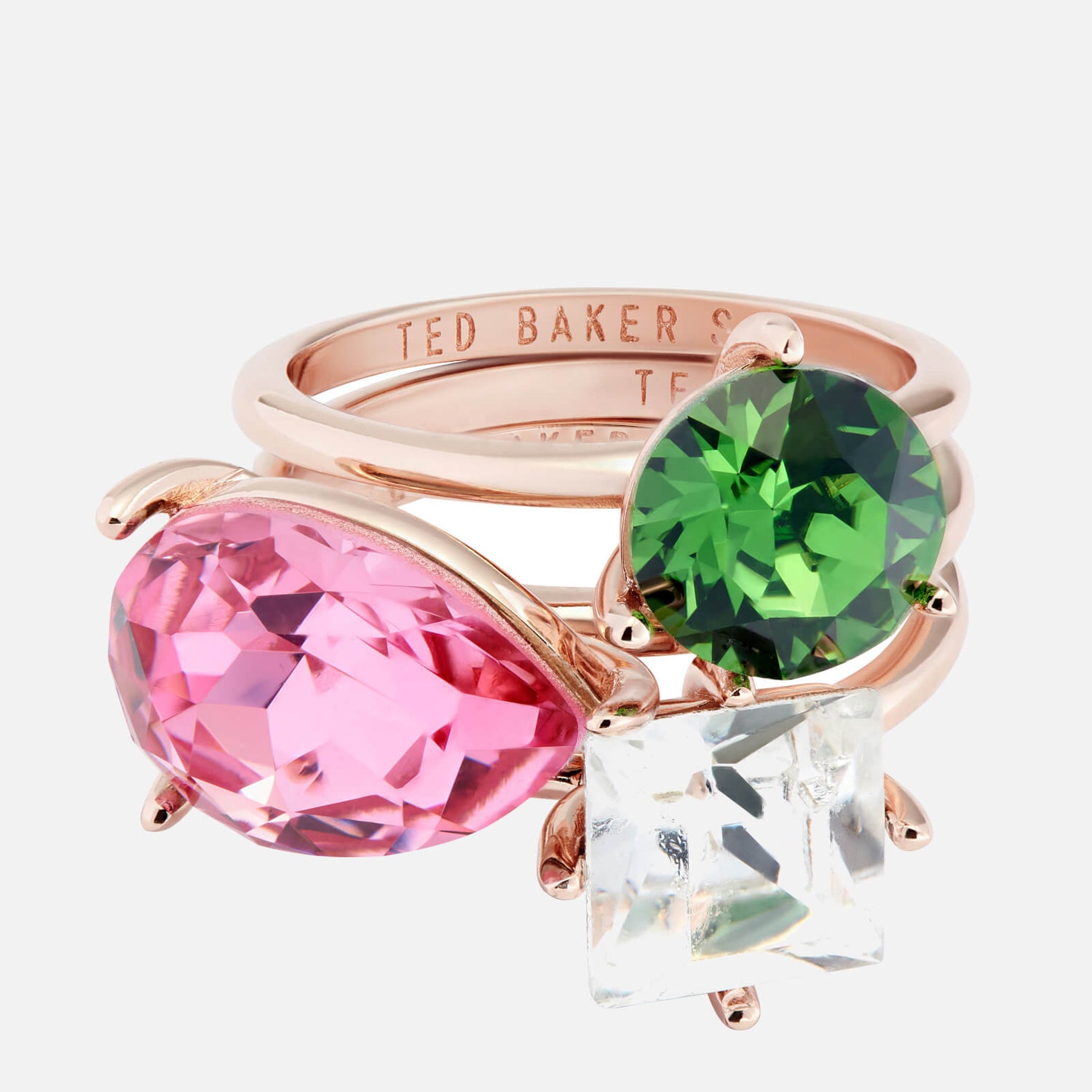 Ted Baker Women s Caisa Crystal Candy Stacking Ring Rose Gold Multi TheHut