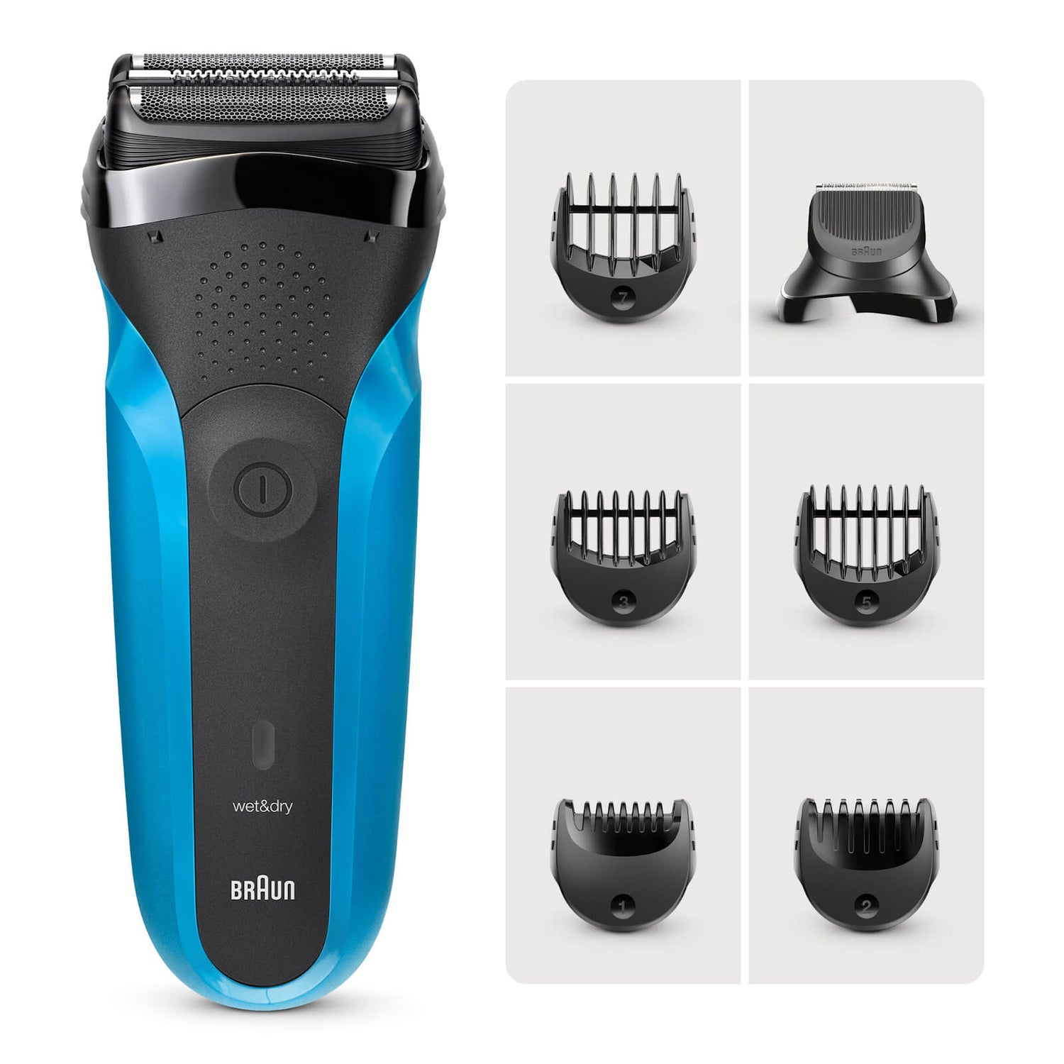 Braun Series 3 Shaver with Trimmer Head and 5 Combs, Wet & Dry