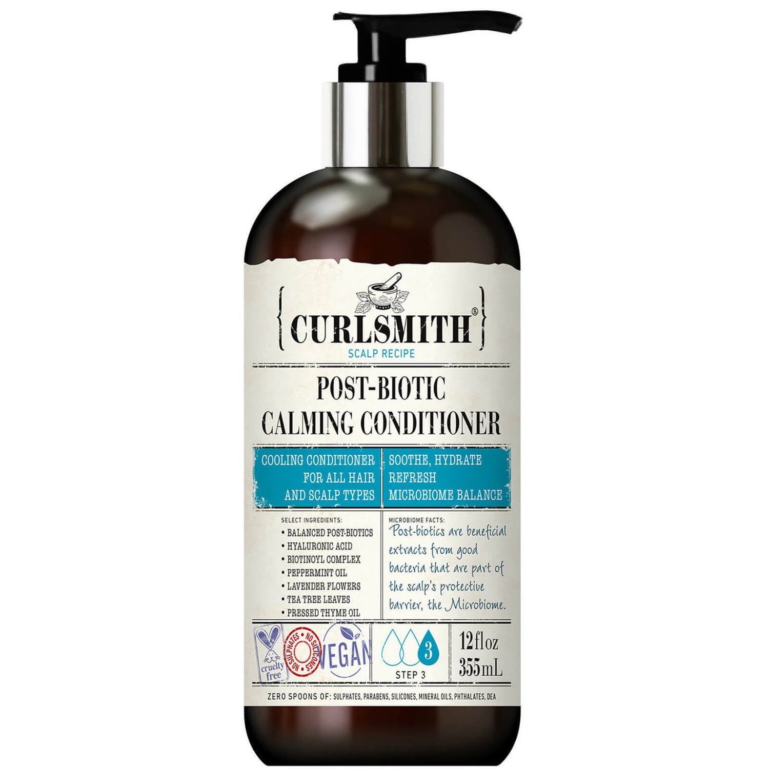 Après-shampoing calmant aux post-biotiques Curlsmith 355 ml