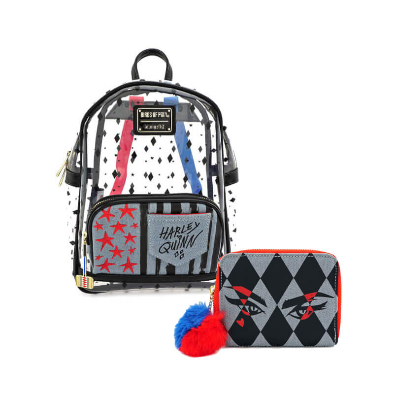 Official Loungefly DC Comics Birds of Prey Harley Quinn Clear Mini Backpack 