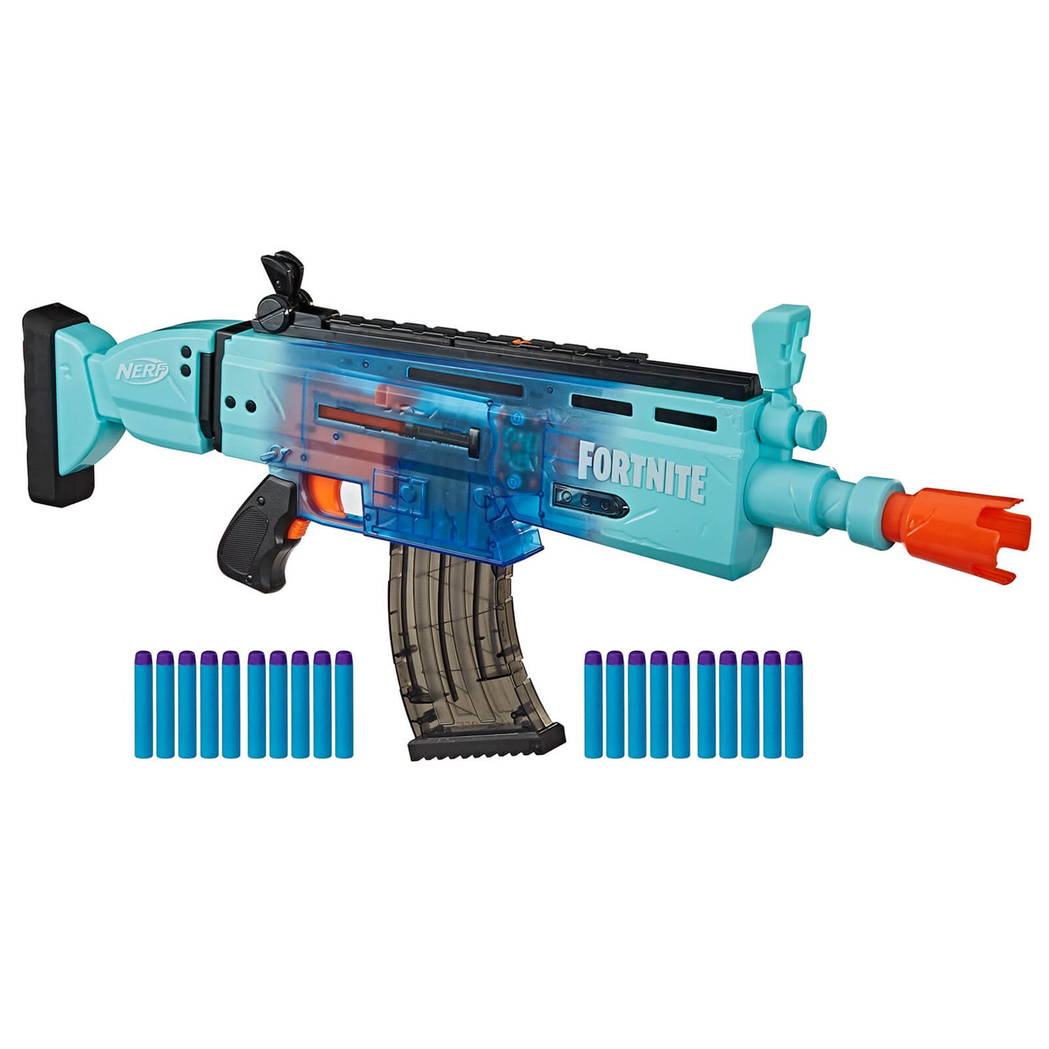 The Nerf Fortnite M4 AR has 2 color variations, the Blue Shock Wrap and the  Insightful Wrap. Seems to be another stryfe, but it's still unknown. : r/ Nerf
