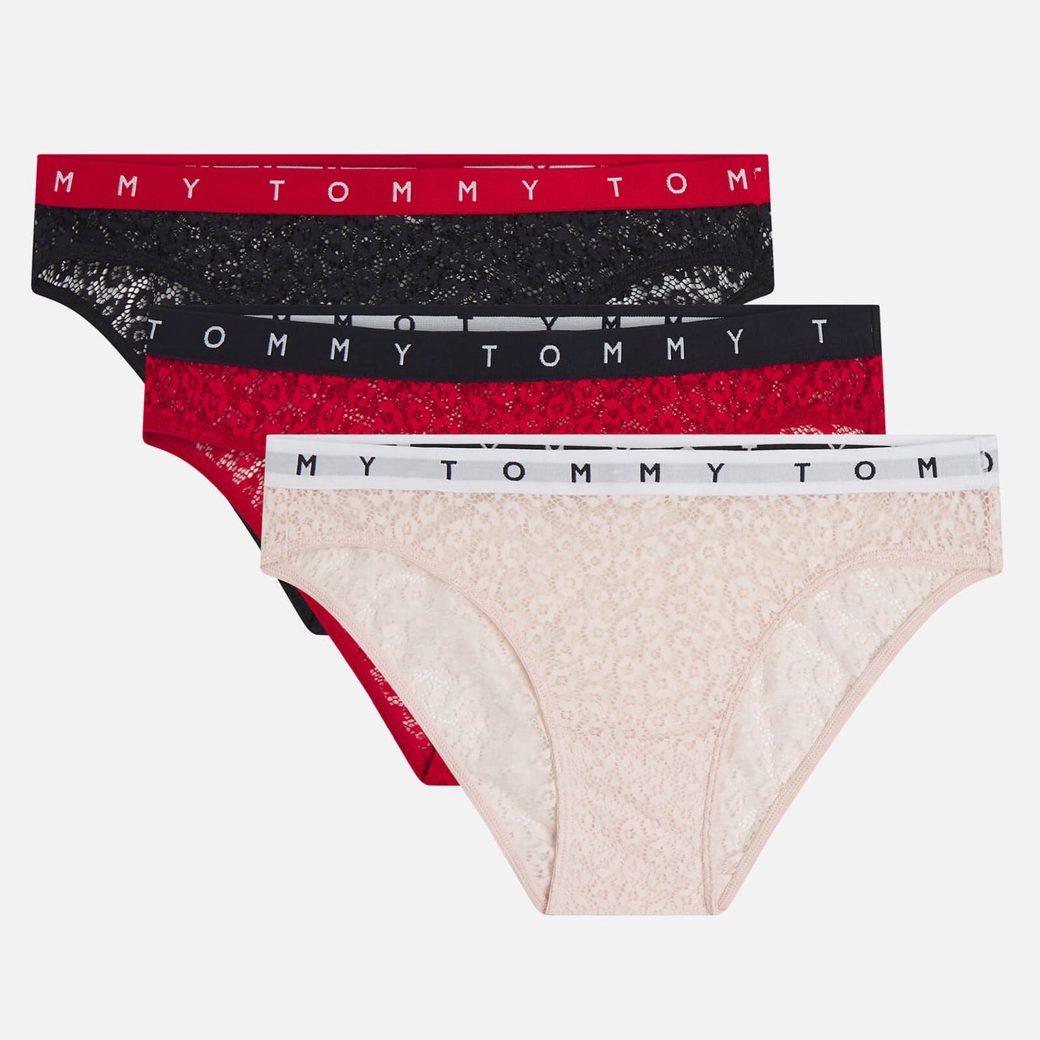 Tommy Hilfiger Women's 3-Pk Bikini - Desert Sky/Primary Red/Pale Pink