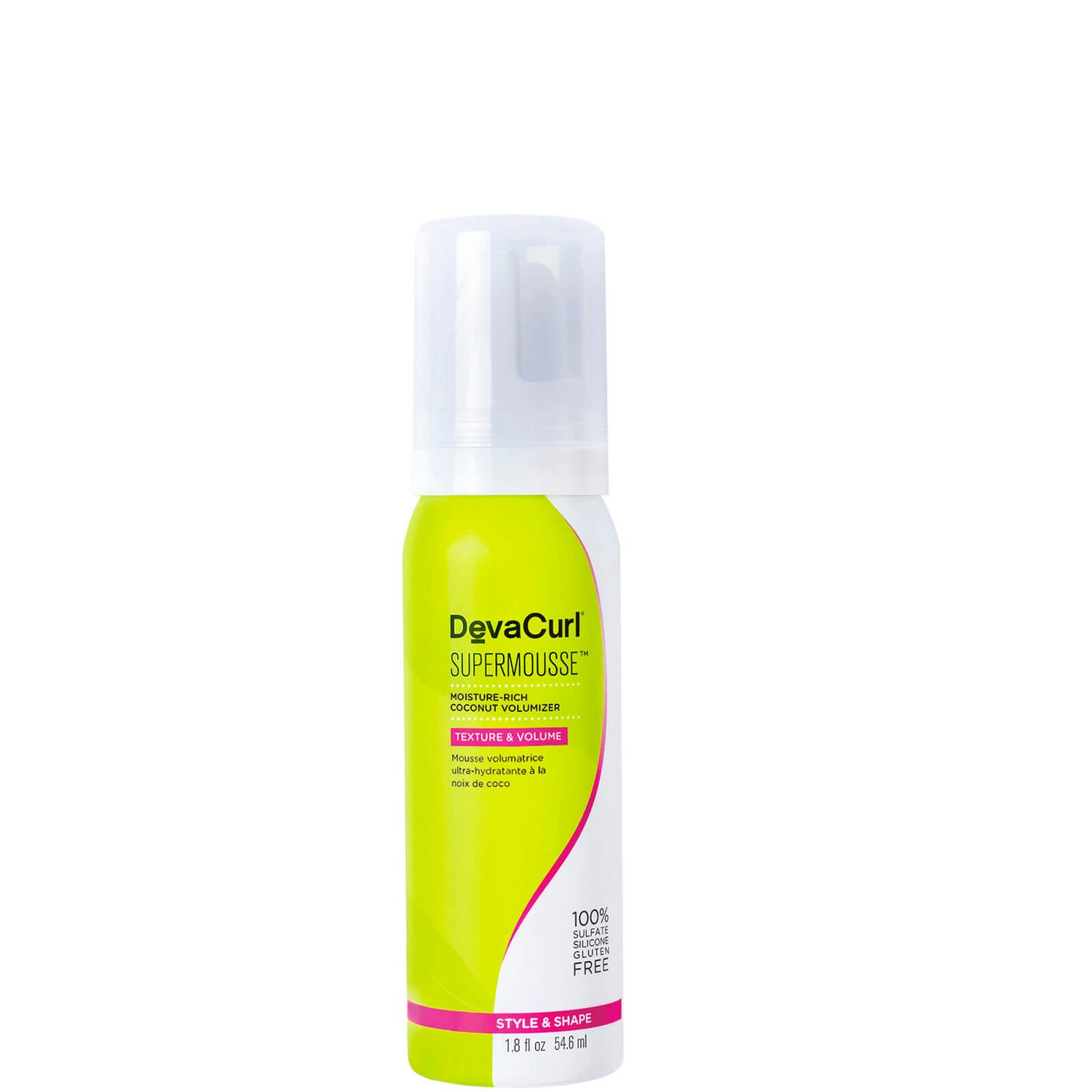 Mousse volumisante ultra-hydratante à la noix de coco DEvaCurl en format voyage 50 ml