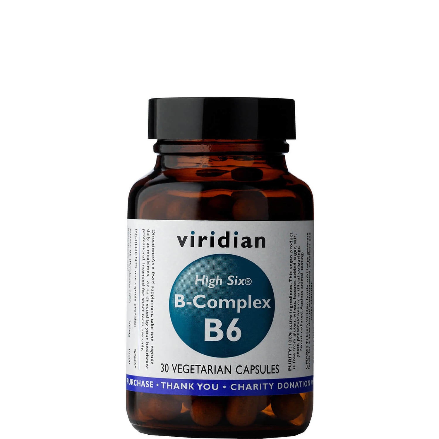 High Six Vitamin B6 with B-Complex Veg Caps - 30 Capsules