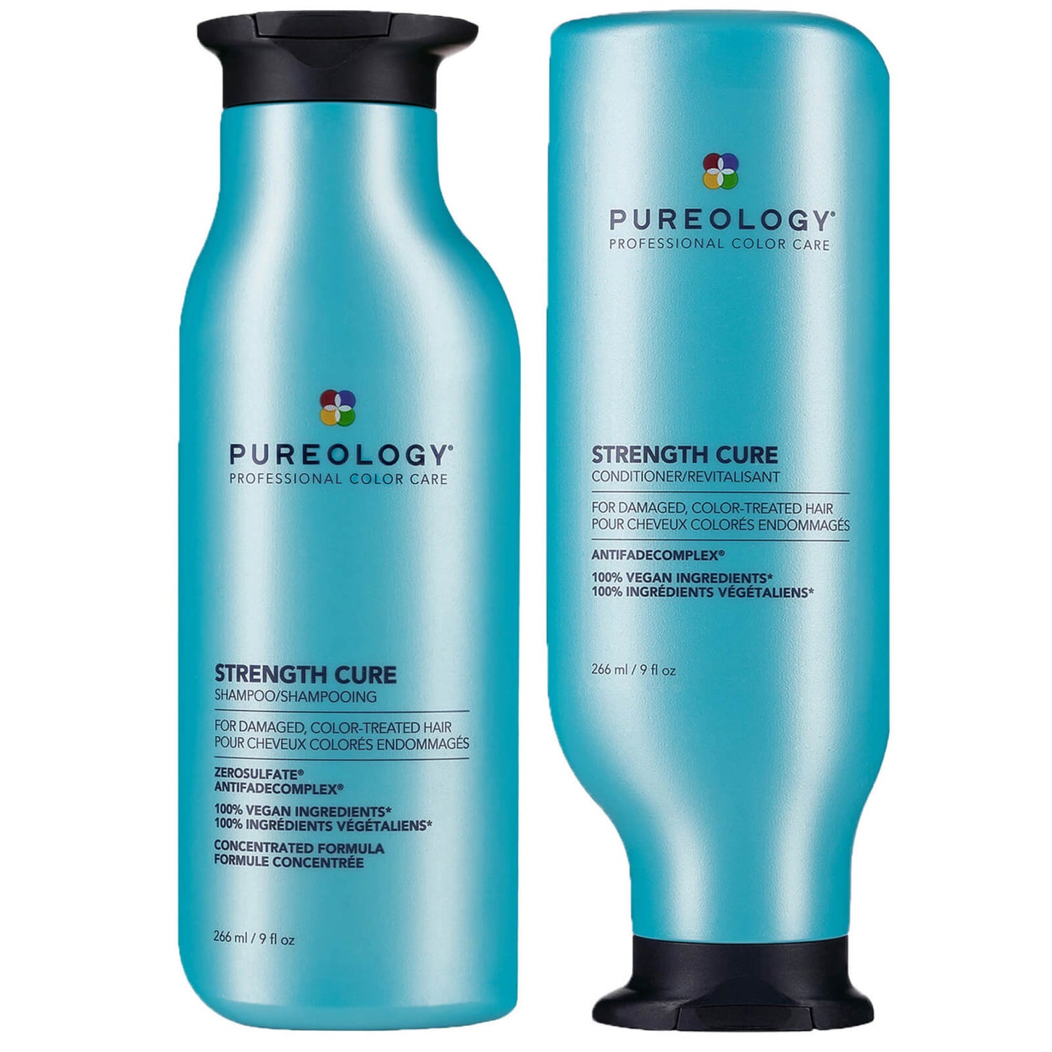 Pureology Strength Cure Shampoo and Conditioner Bundle for Damaged Hair, Sulphate Free for a Gentle Cleanse with Vegan Formulas