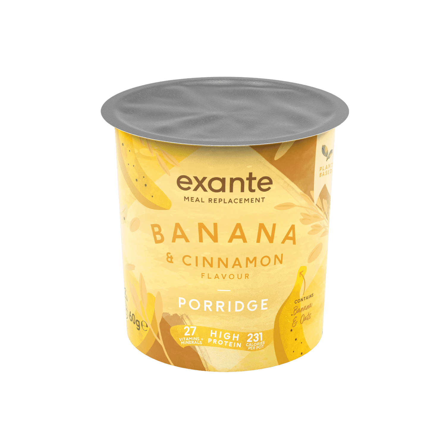 Meal Replacement Plant Based Banana & Cinnamon Porridge Pot