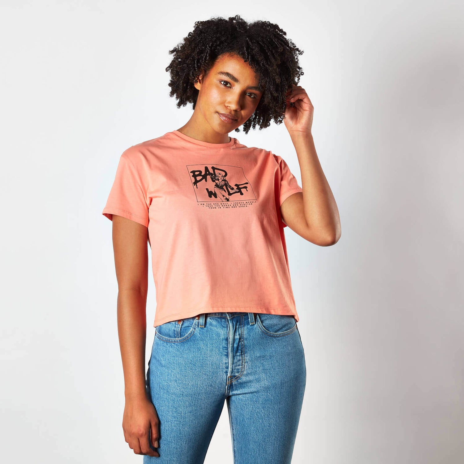 Doctor Who Bad Wolf Women's Cropped T-Shirt - Coral