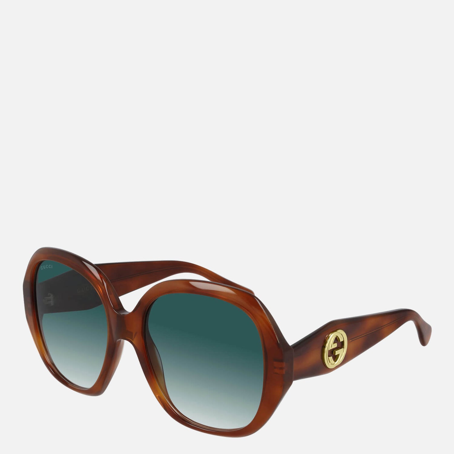 Gucci Women's Round Acetate Sunglasses - Gold/Brown