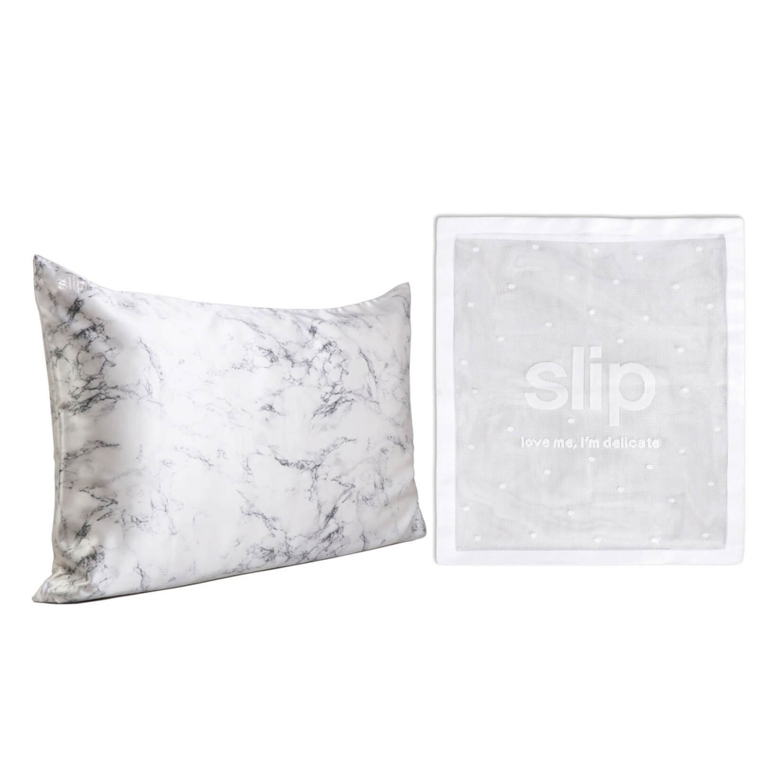 Slip Dermstore Exclusive Silk Marble Pillowcase Duo and Delicates Bag (Worth $193.00)