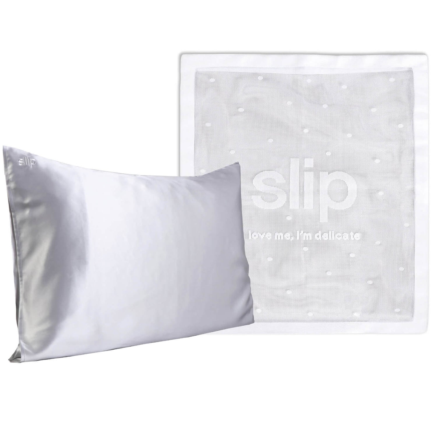 Slip Dermstore Exclusive Silk Silver Pillowcase Duo and Delicates Bag (Worth $193.00)