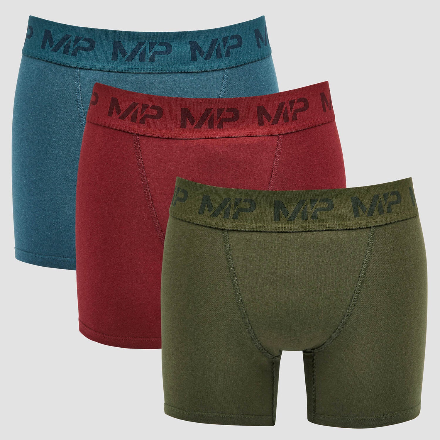 MP Men's Essential Boxers (3 Pack) Oxblood/Sea Blue/Dark Olive