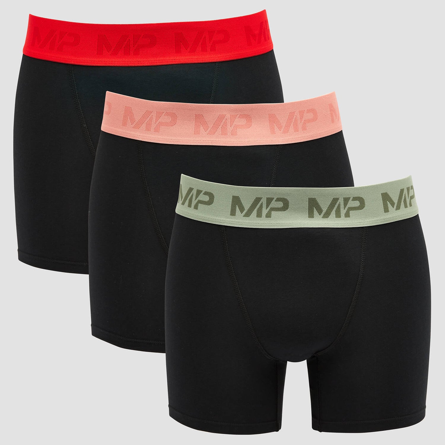 MP Men's Coloured Waistband Boxers (3 Pack) Black