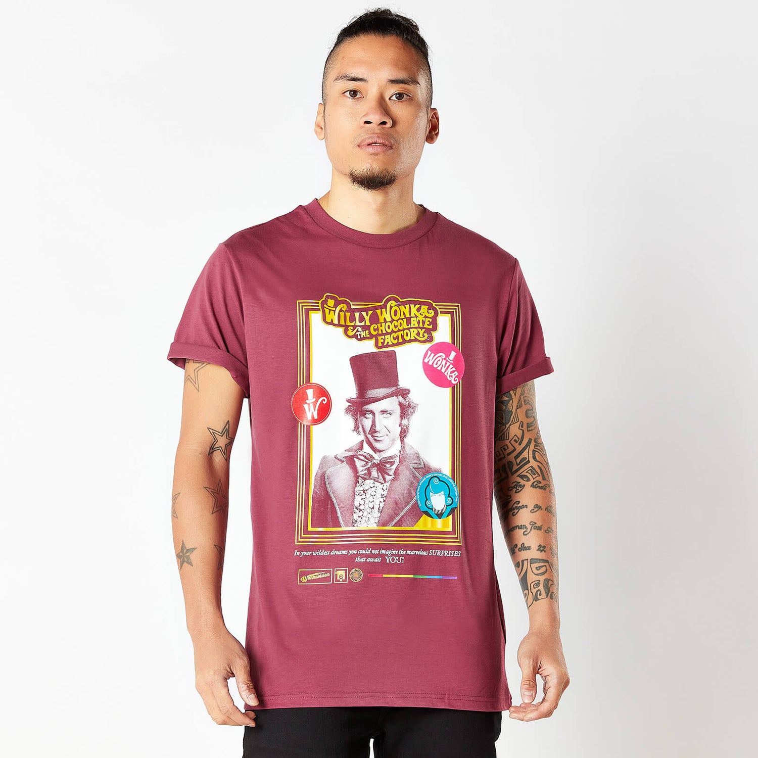 Willy Wonka & The Chocolate Factory Retro Cover Men's T-Shirt - Bordeaux