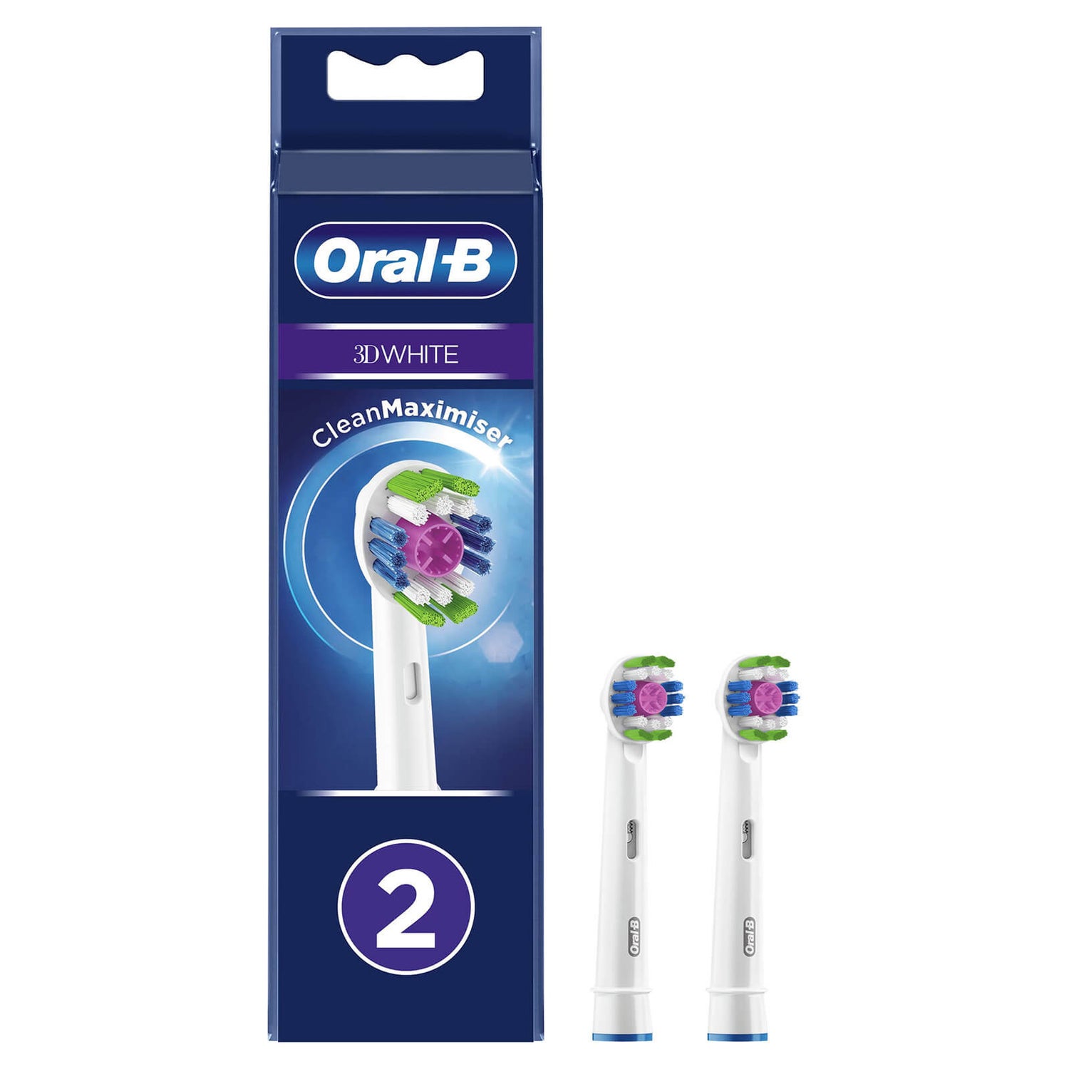 Oral-B 3D White Toothbrush Head with CleanMaximiser Technology, Pack of 2 Counts