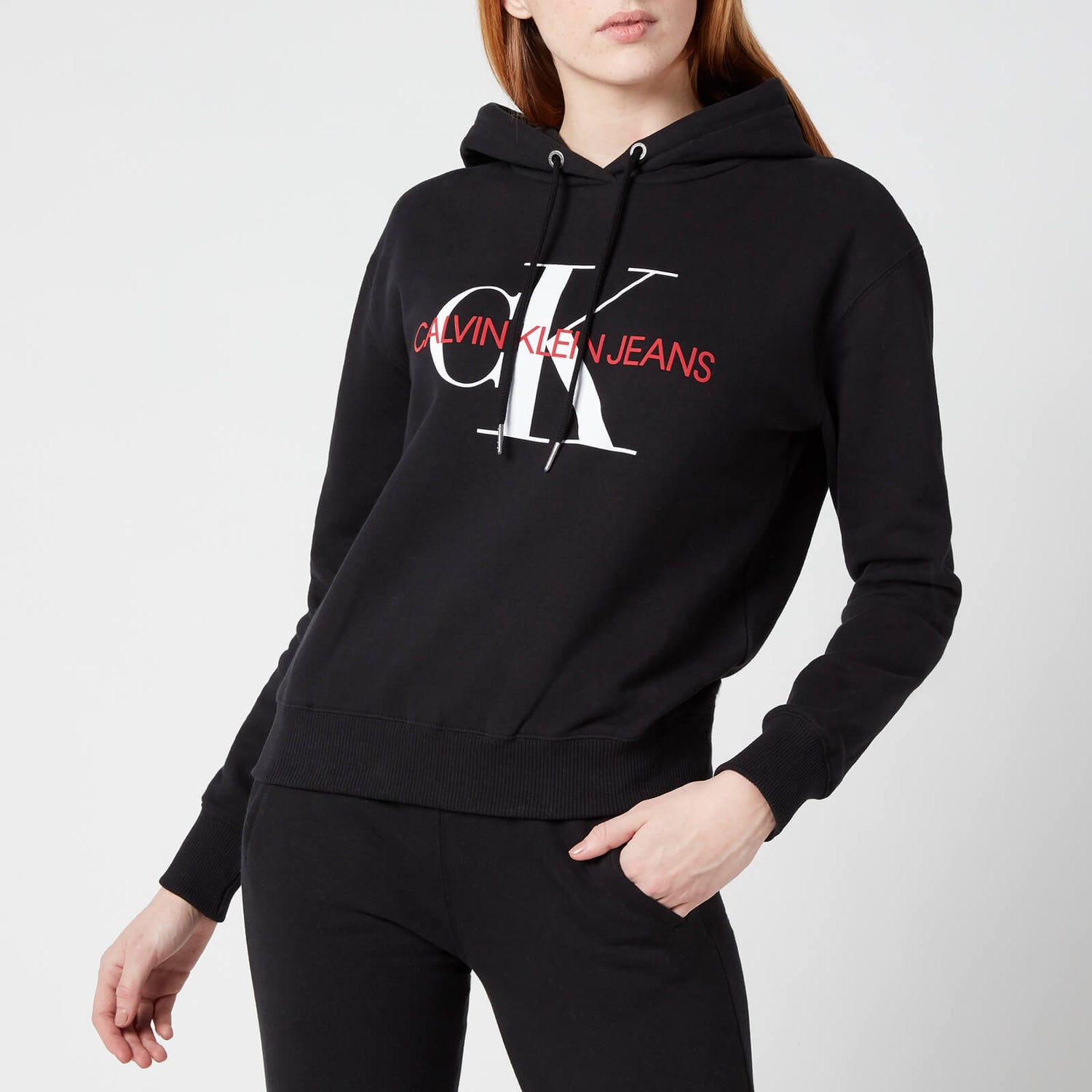 Calvin Klein Jeans Women's Crop Monogram Hoodie - Ck Black