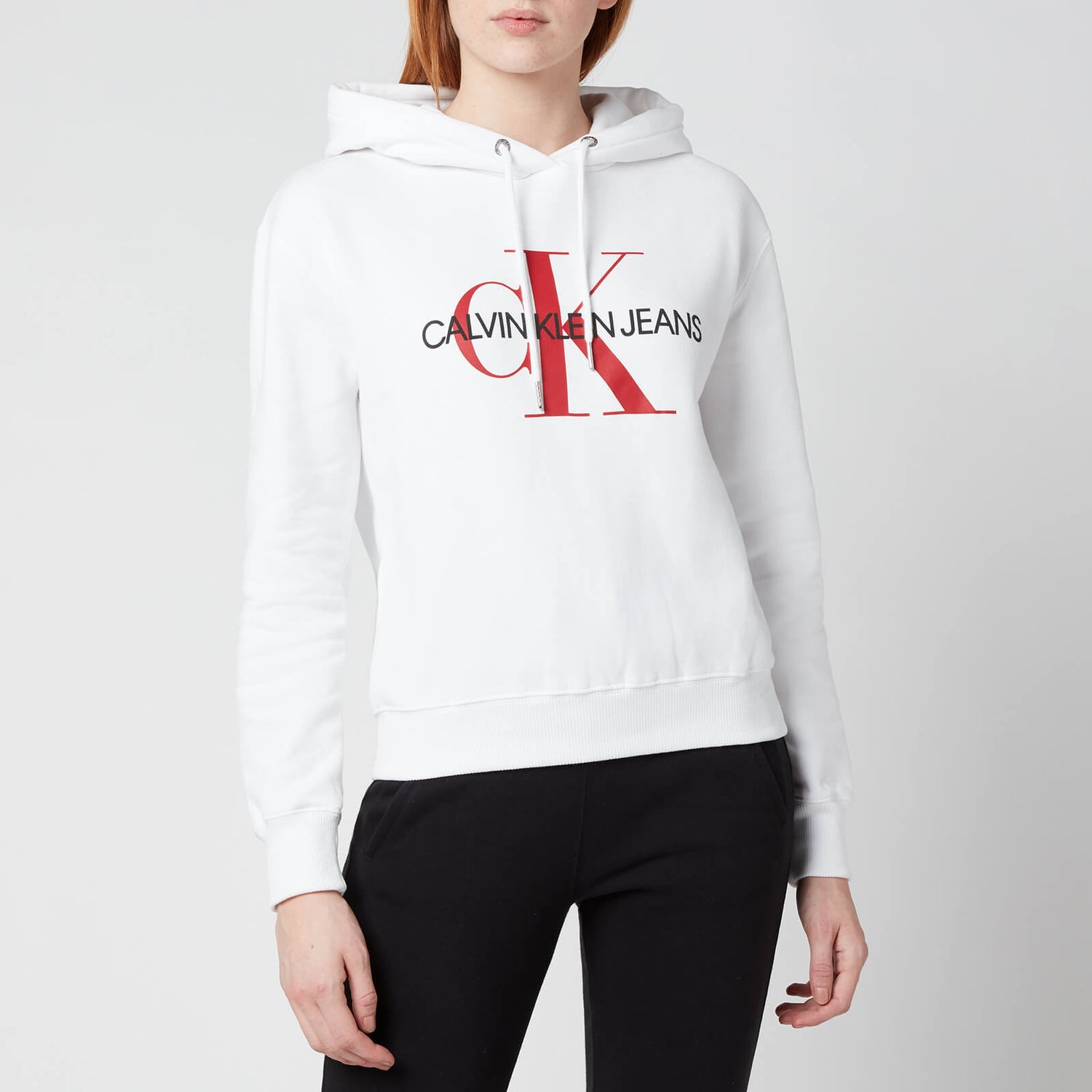 Calvin Klein Jeans Women's Crop Monogram Hoodie - Bright White
