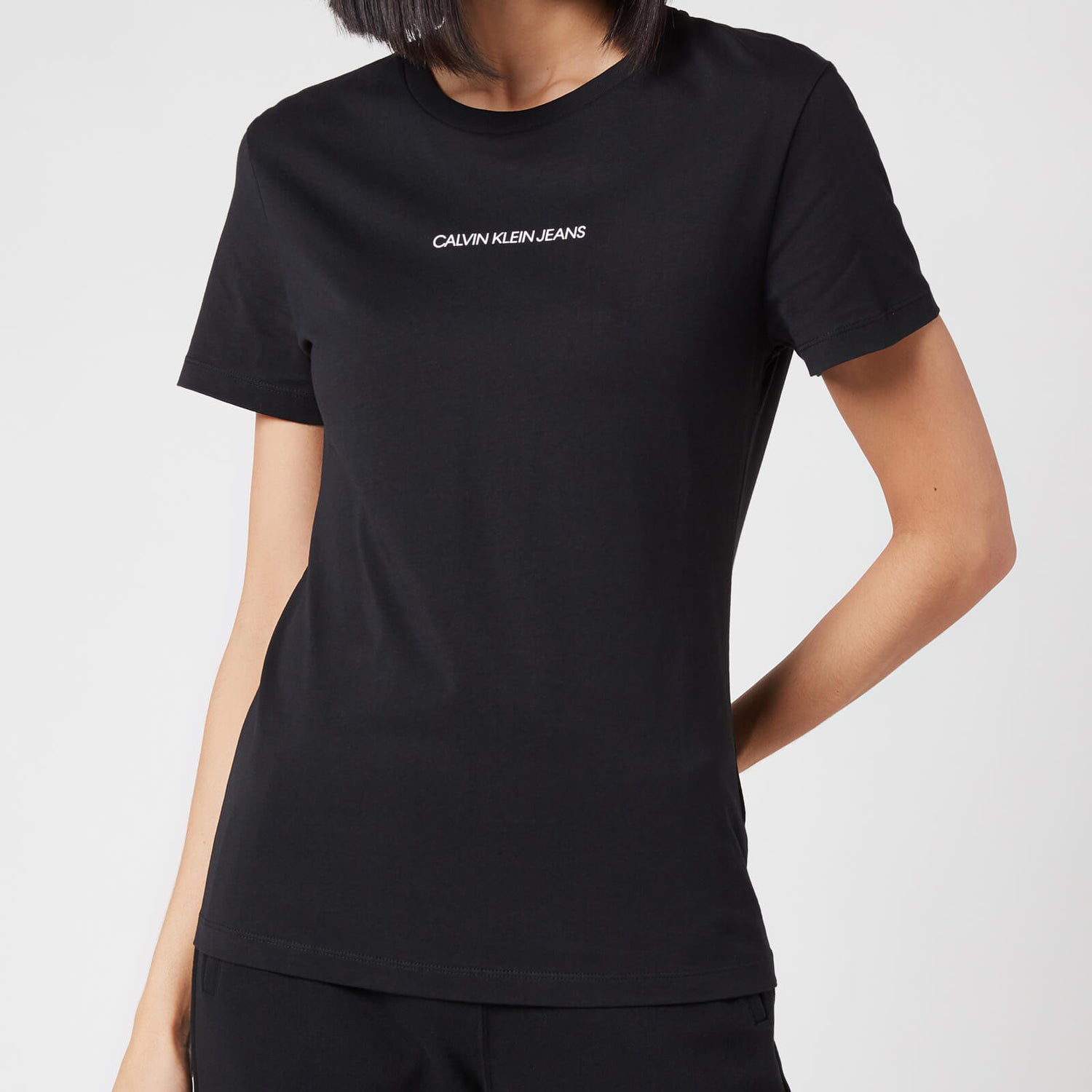 Calvin Klein Jeans Women's Back Monogram Crew Neck T-Shirt - Ck Black