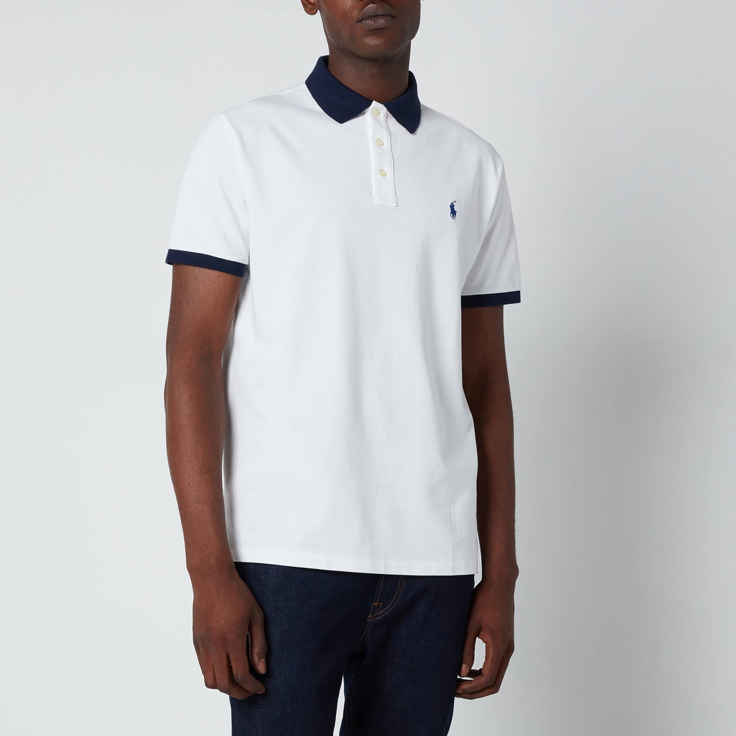 Polo Ralph Lauren Men's Mesh Knit Contrast Collar Polo Shirt - White
