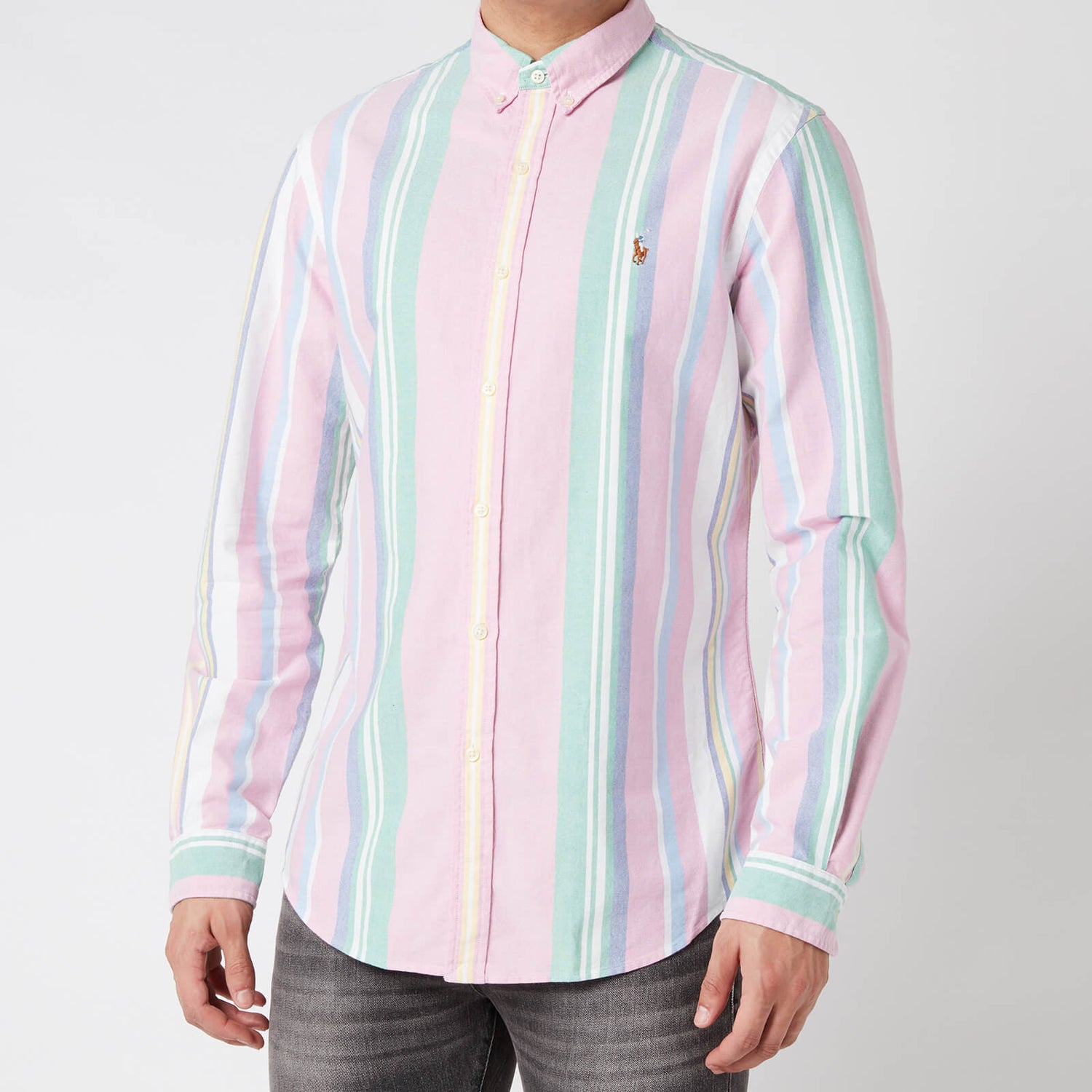 Polo Ralph Lauren Men's Slim Fit Oxford Shirt - Pink/Green Multi