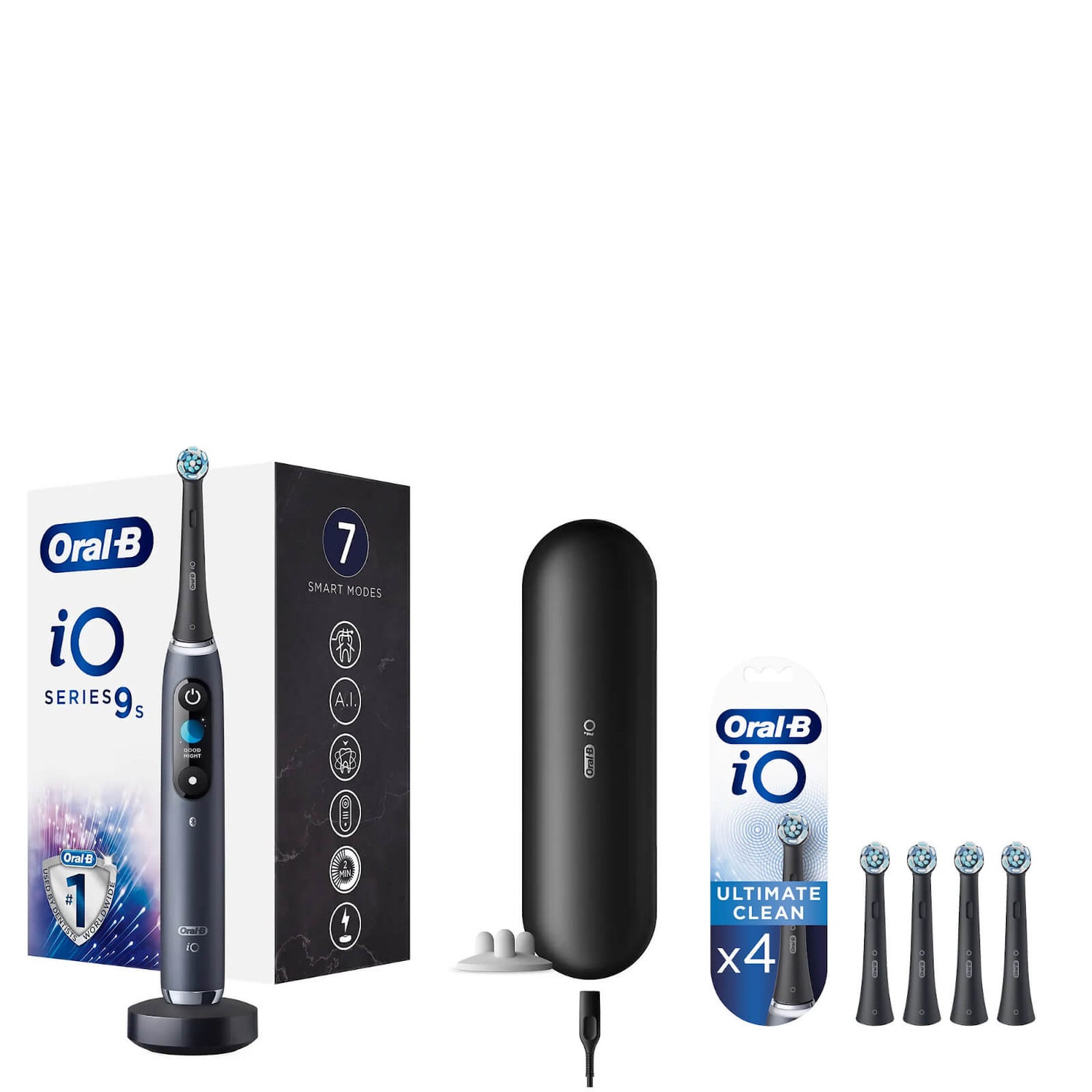 Oral-B iO9s Elektrische Tandenborstel Zwart + 4 Opzetborstels