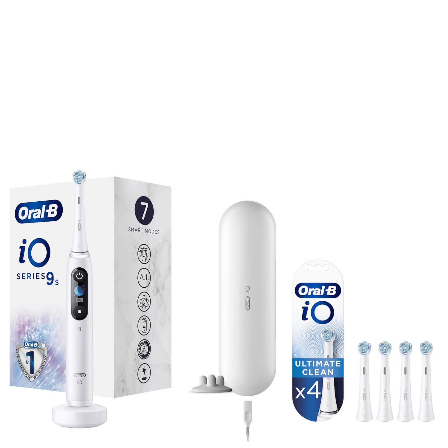 Oral-B iO9s Elektrische Tandenborstel Wit + 4 Opzetborstels