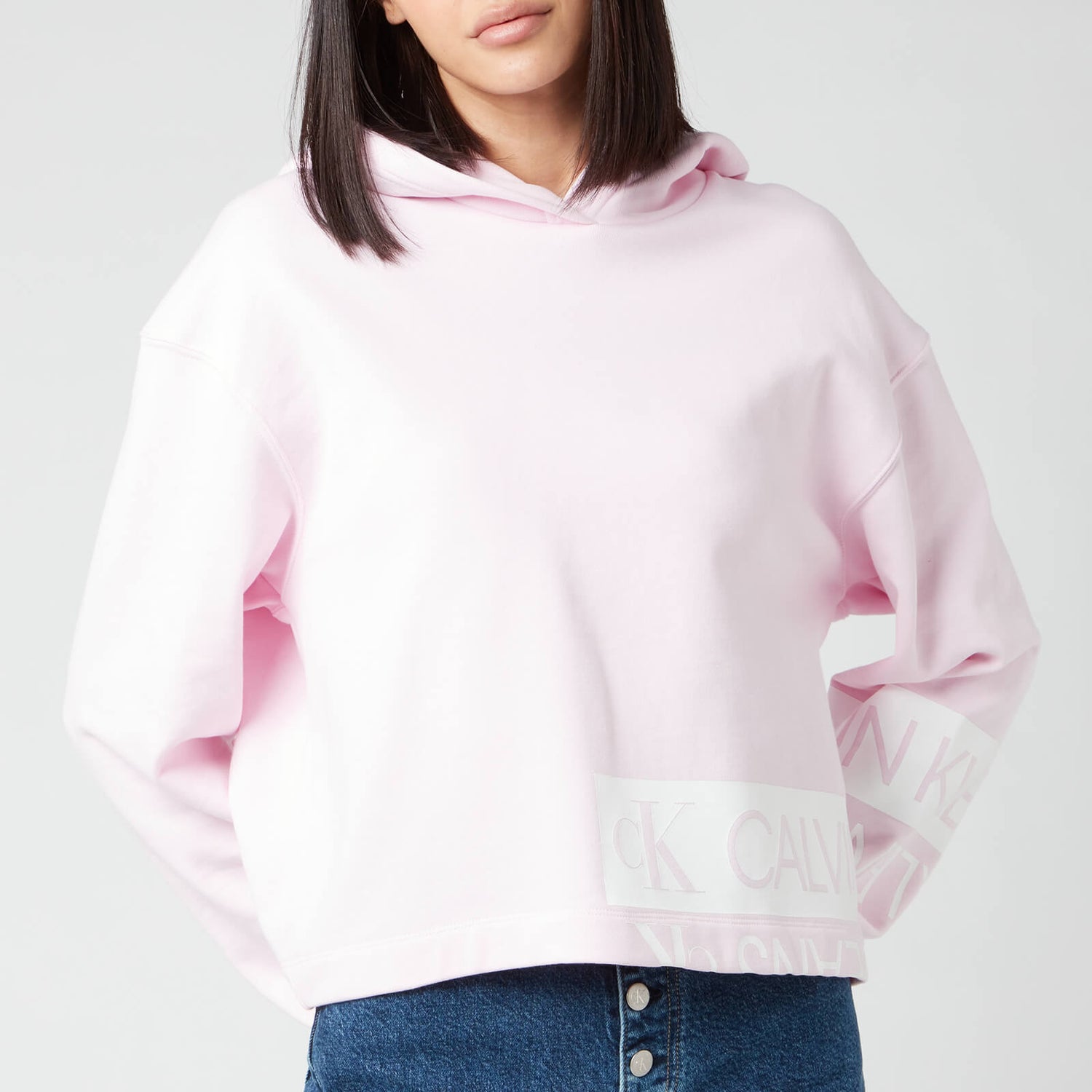 Calvin Klein Jeans Women's Mirrored Logo Hoodie - Pearly Pink