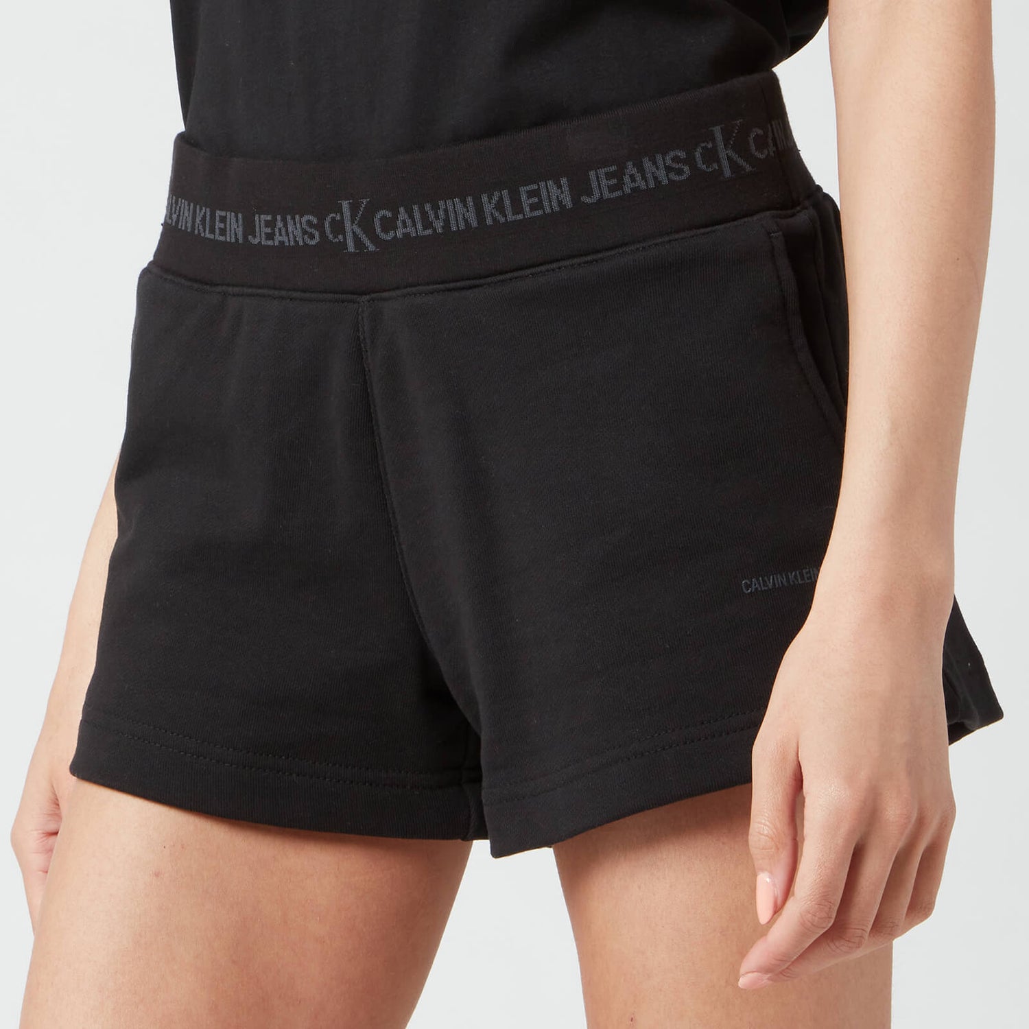 Calvin Klein Jeans Women's Logo Trim Knit Shorts - CK Black