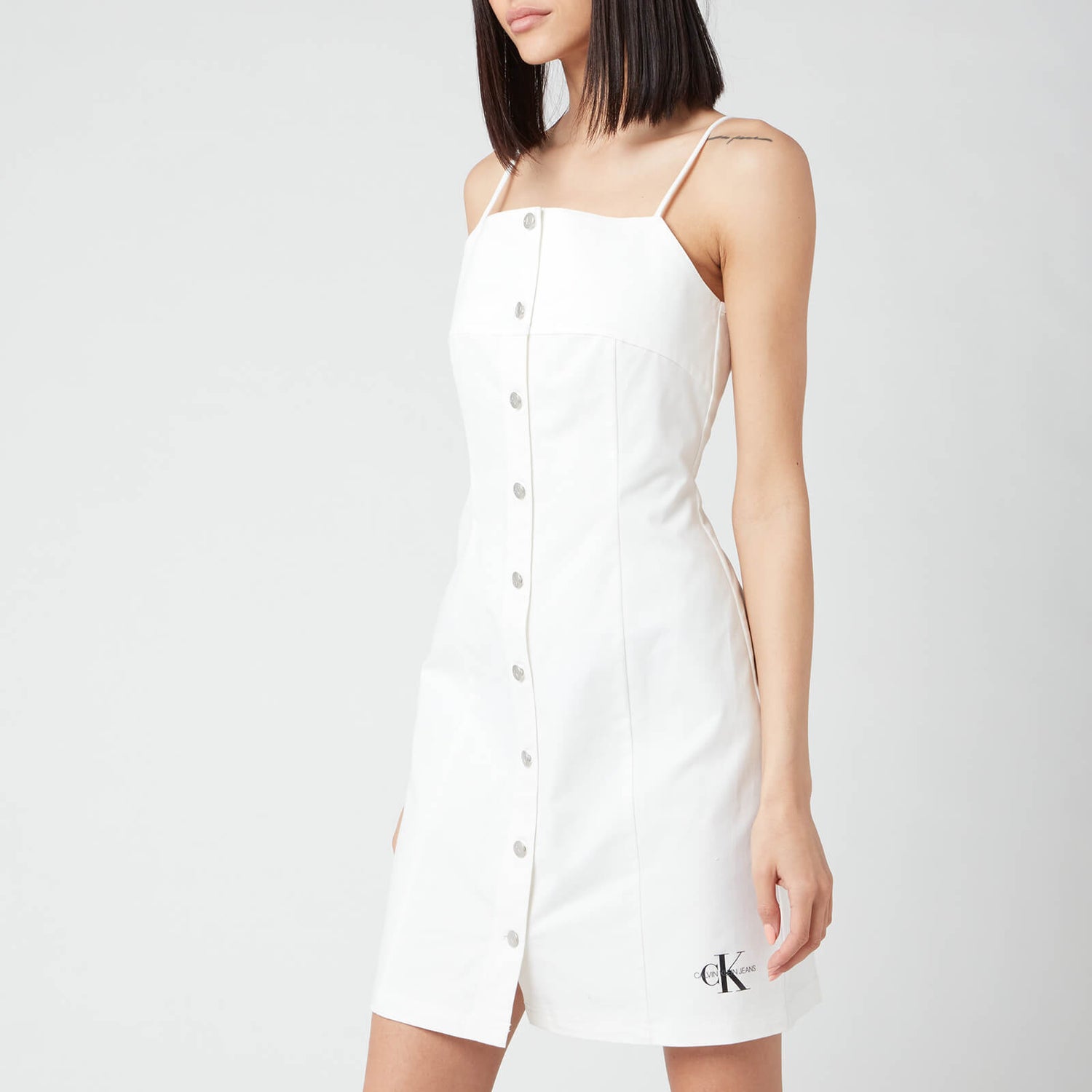 Calvin Klein Jeans Women's Cotton Twill Button Dress - Bright White