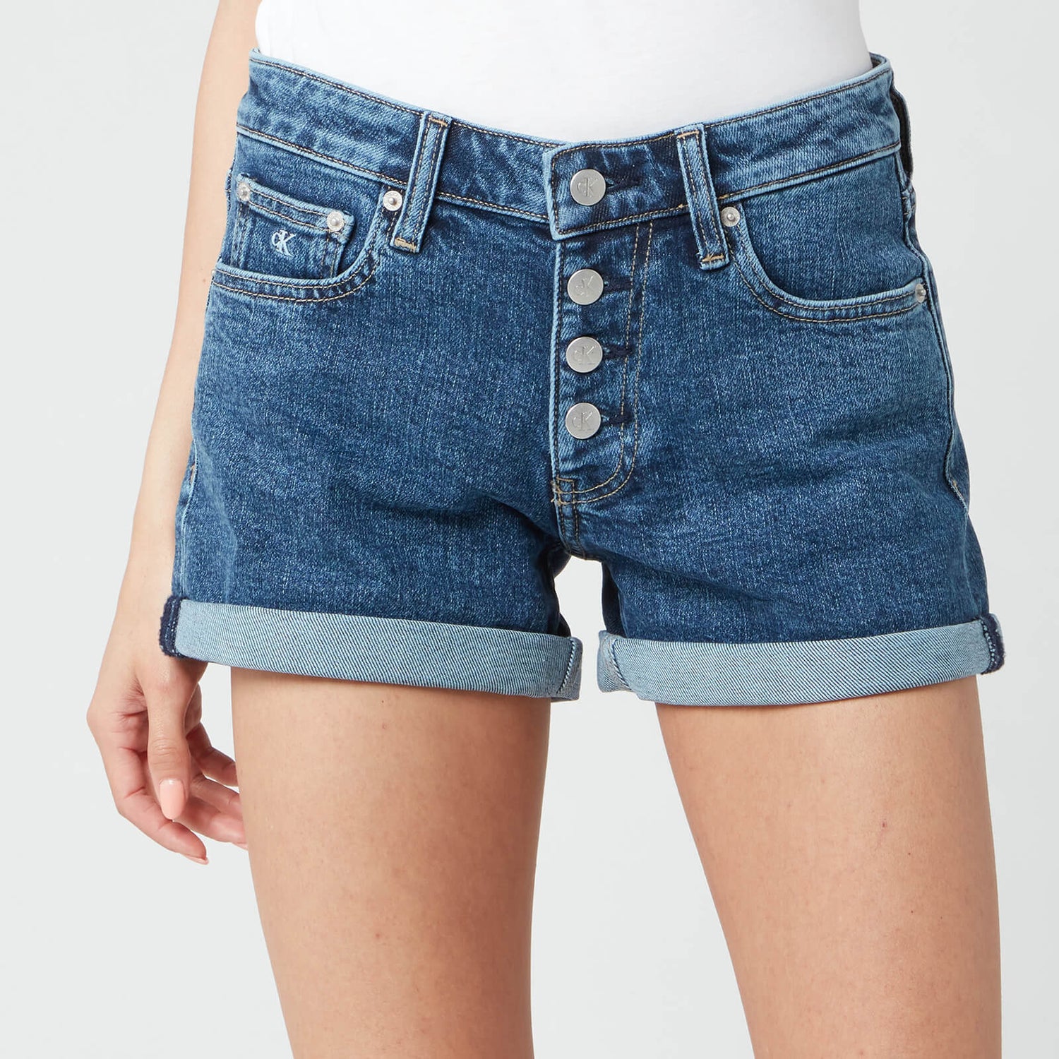 Calvin Klein Jeans Women's Mid Rise Denim Shorts - Denim Dark