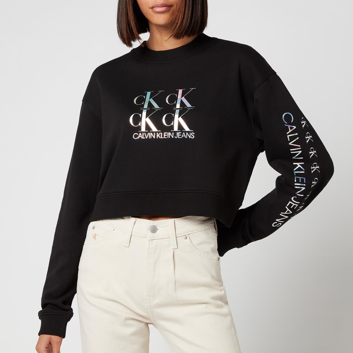Calvin Klein Jeans Women's Shine Logo Crew Neck - CK Black
