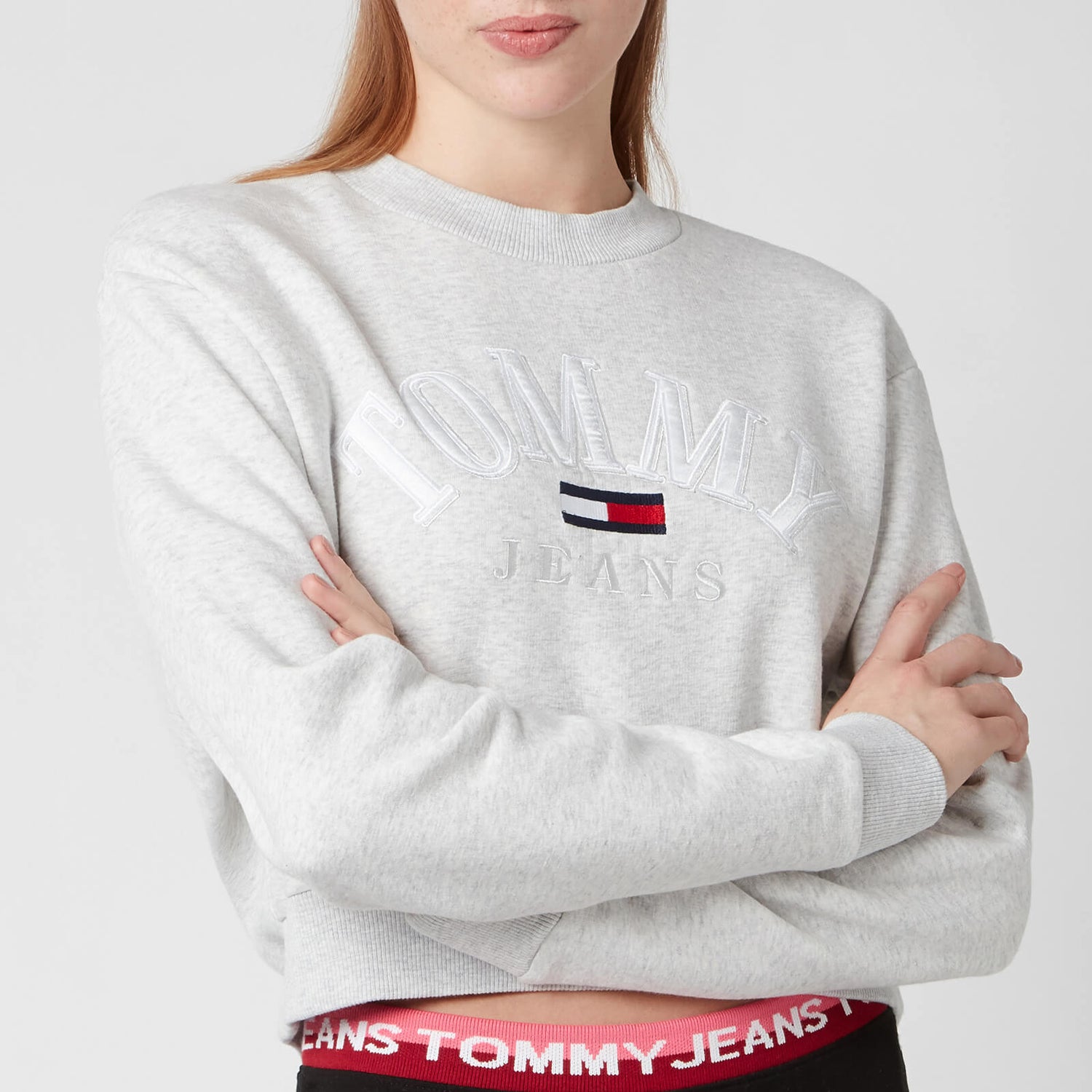 Tommy Jeans Women's TJW Crop College Logo Sweatshirt - Silver Grey HTR