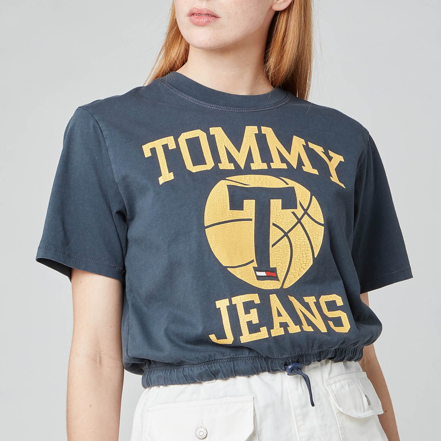 Tommy Jeans Women's TJW Bxy Crop Cracked Logo T-Shirt - Twilight Navy