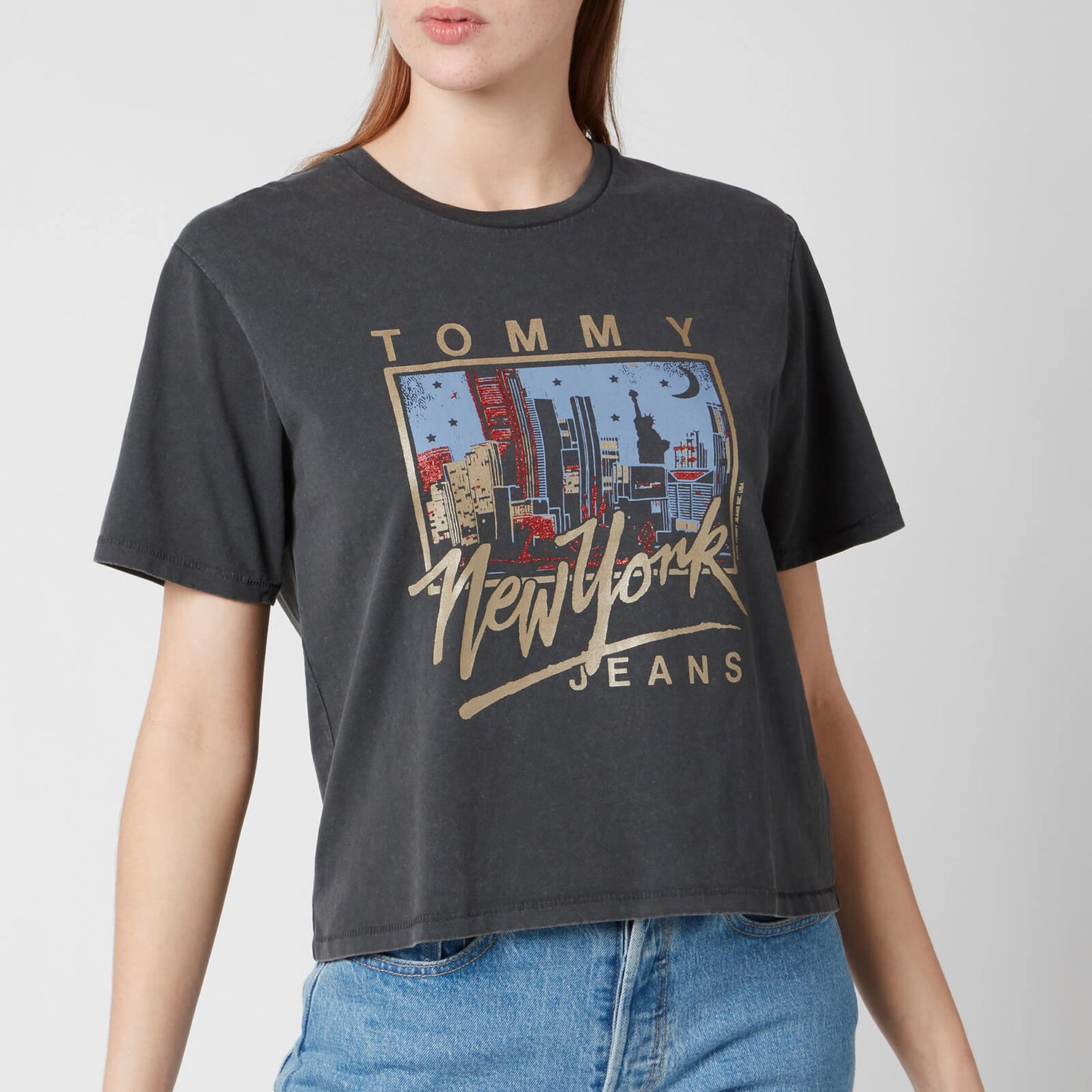 Tommy Jeans Women's TJW Bxy Crop Ny Vintage T-Shirt - Black
