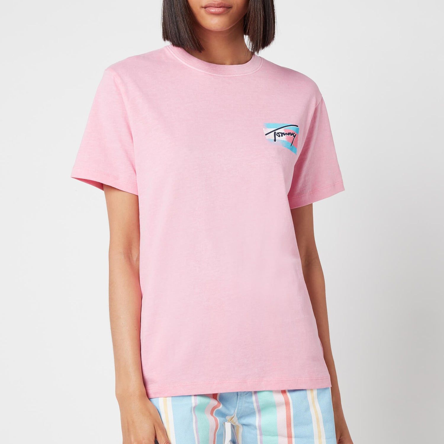 Tommy Jeans Women's TJW Relaxed Painted Flag T-Shirt - Pink Daisy