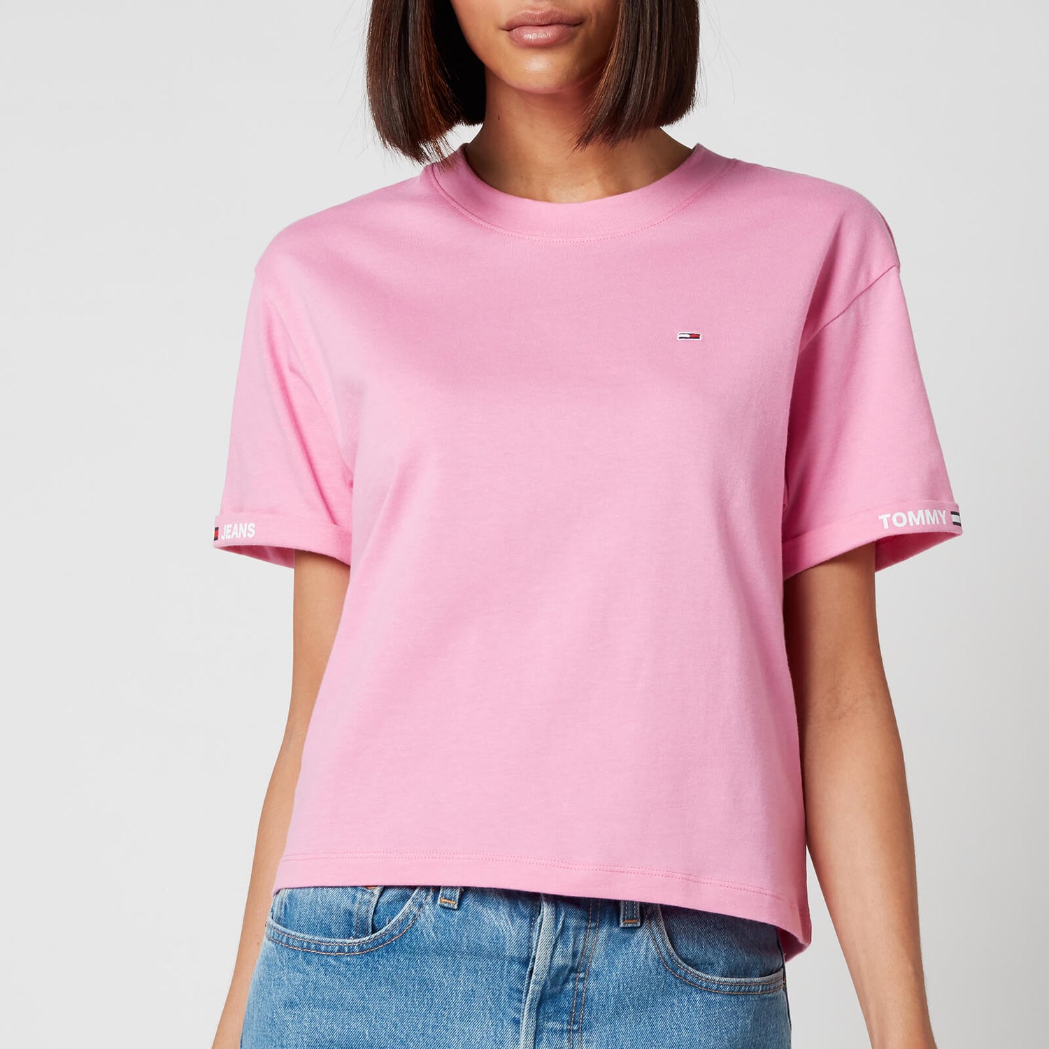 Tommy Jeans Women's TJW Crop Branded T-Shirt - Pink Daisy