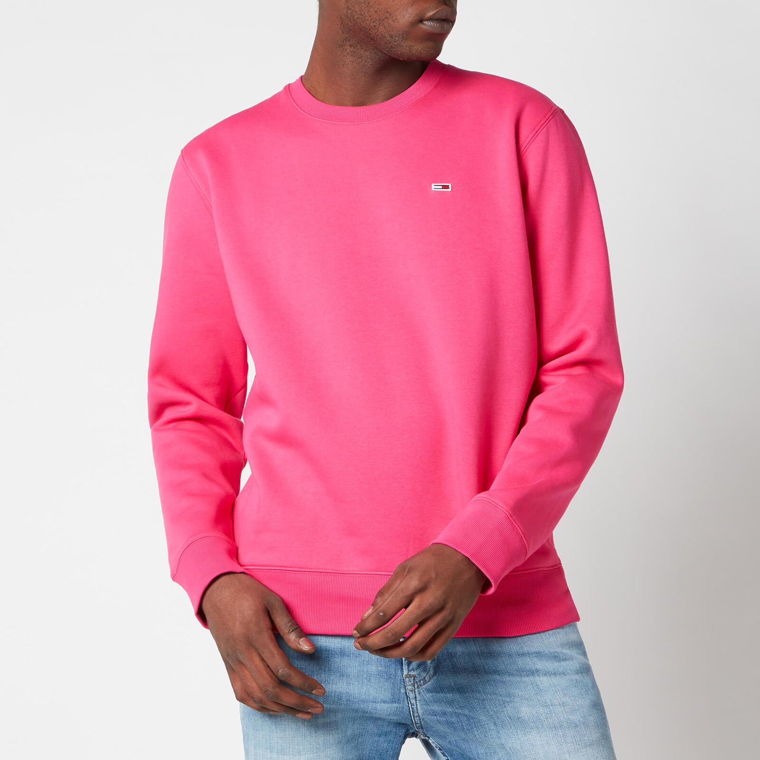 Tommy Jeans Men's Regular Fit Fleece Crewneck Sweatshirt - Bright Cerise Pink