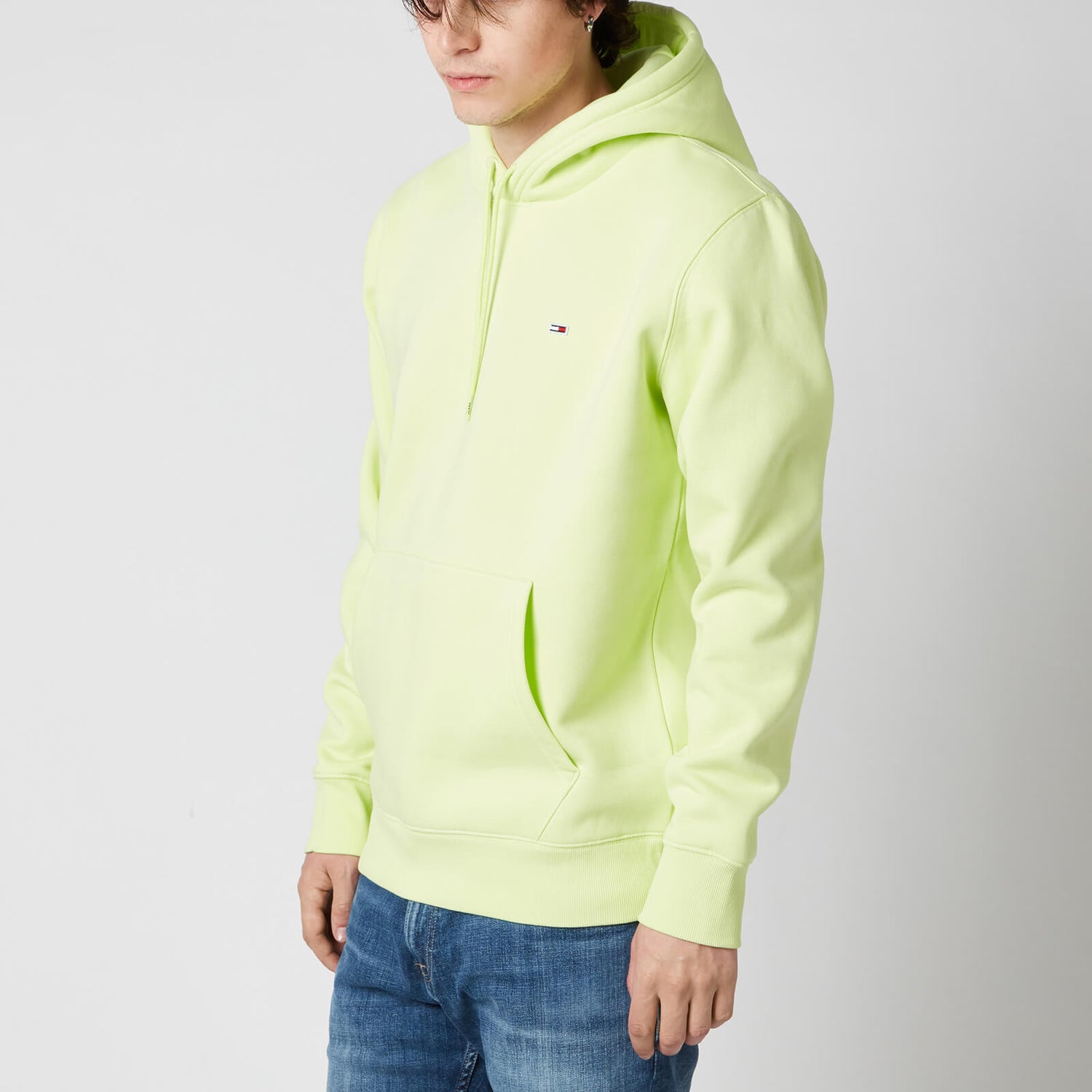 Tommy Jeans Men's Regular Fit Fleece Pullover Hoodie - Faded Lime