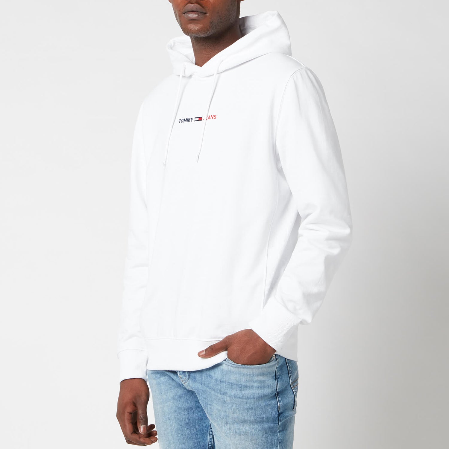 Tommy Jeans Men's Straight Logo Hoodie - White HTR