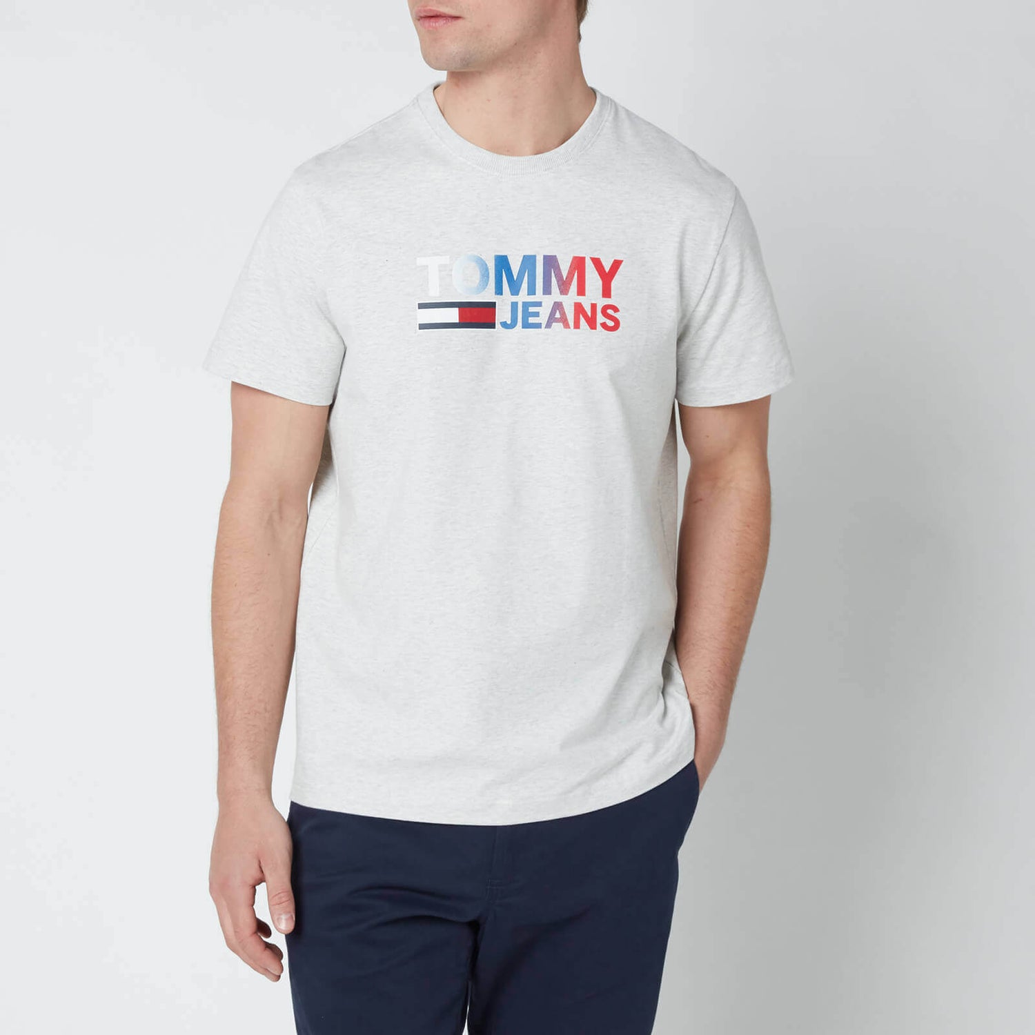 Tommy Jeans Men's Colour Corporation Logo T-Shirt - Silver Grey HTR