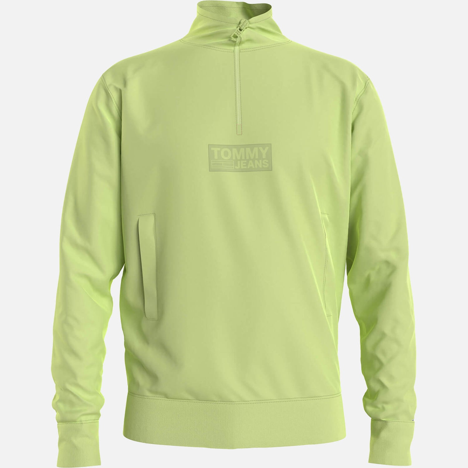 Tommy Jeans Men's Tonal Corporation Logo Zip Mock Neck Sweatshirt - Faded Lime