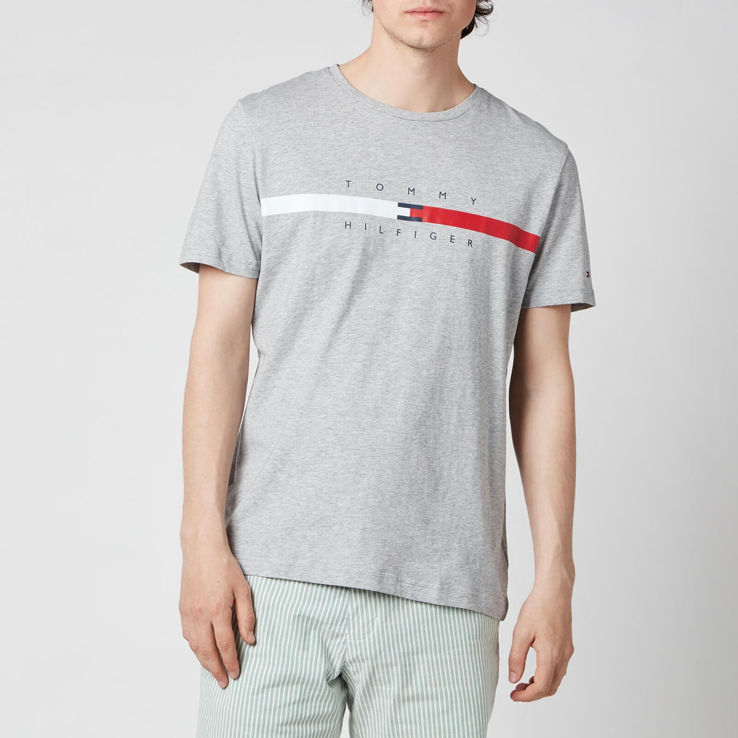 Tommy Hilfiger Men's Global Chest Stripe T-Shirt - Medium Grey Heather