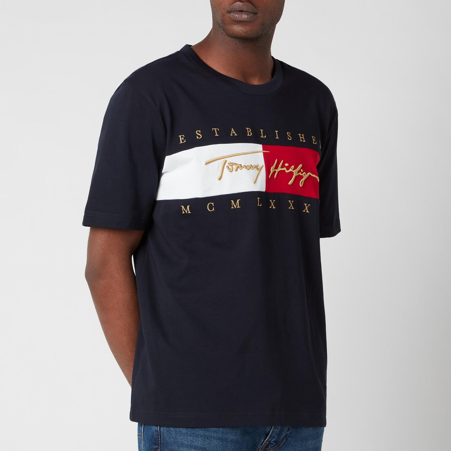 Tommy Hilfiger Men's Relaxed Fit Signature Flag T-Shirt - Desert Sky