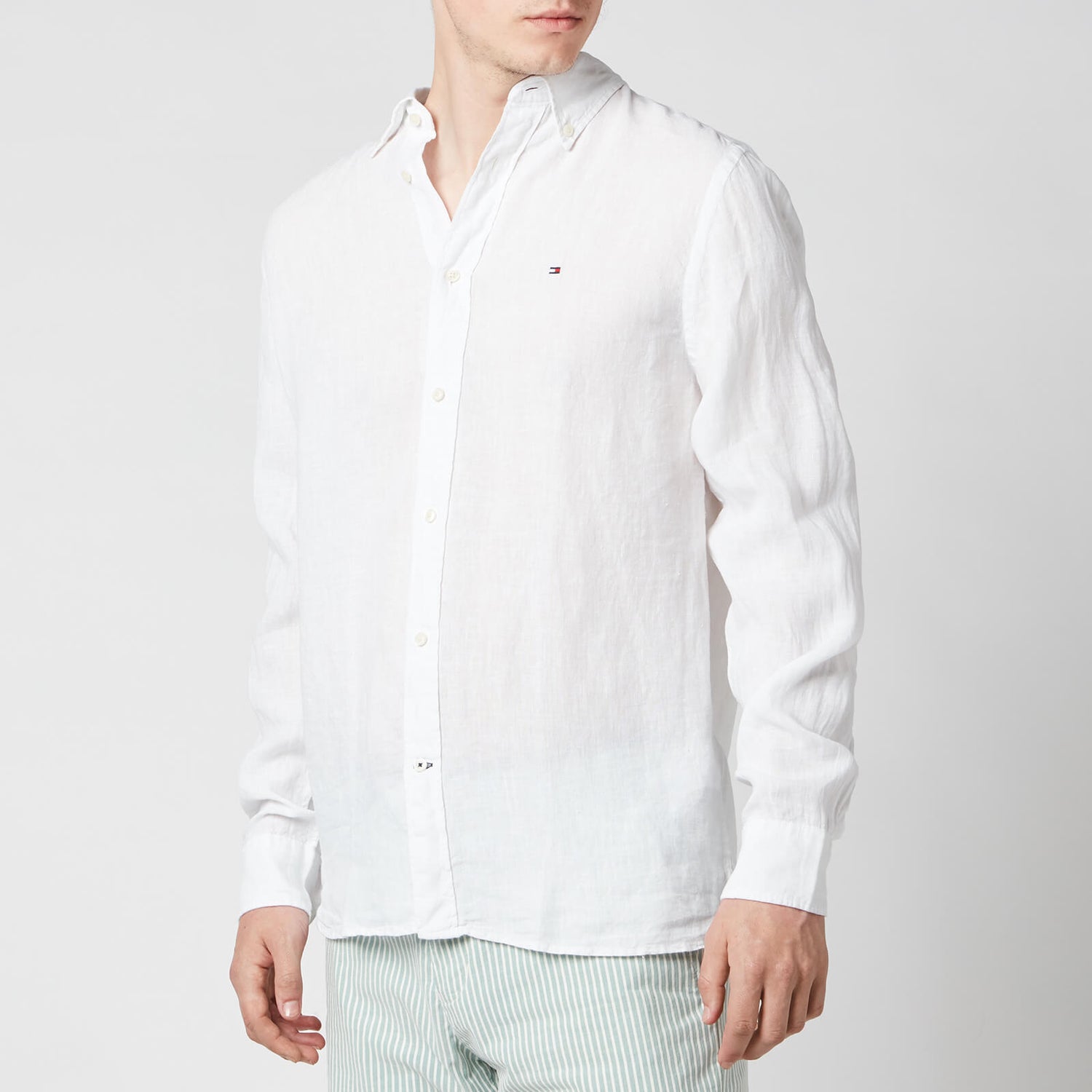 Tommy Hilfiger Men's Pigment Dyed Linen Shirt - White