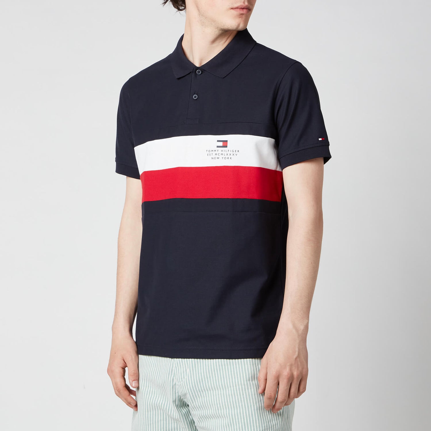 Tommy Hilfiger Men's Chest Stripe Slim Fit Polo Shirt - Desert Sky