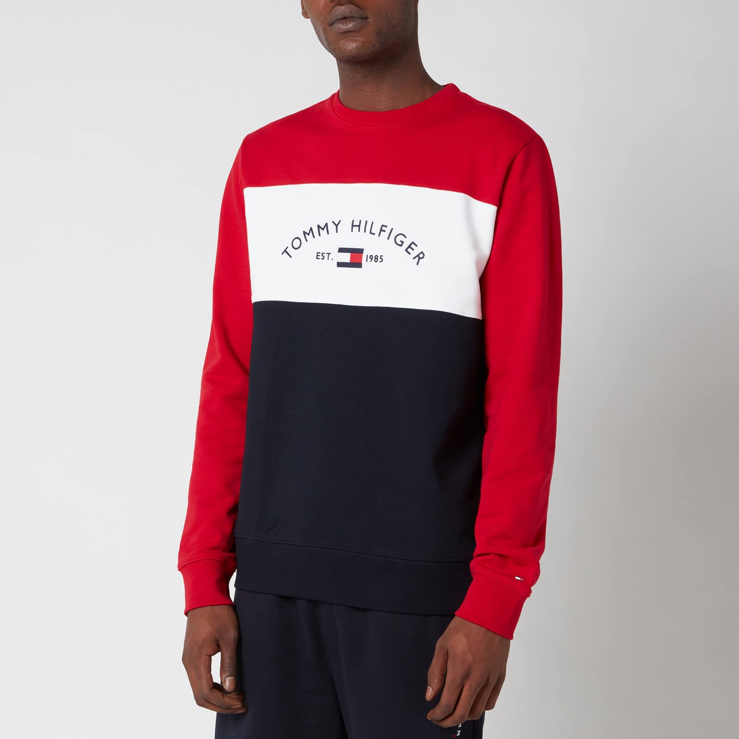 Tommy Hilfiger Men's Embroidered Signature Crewneck Sweatshirt - Red Multi